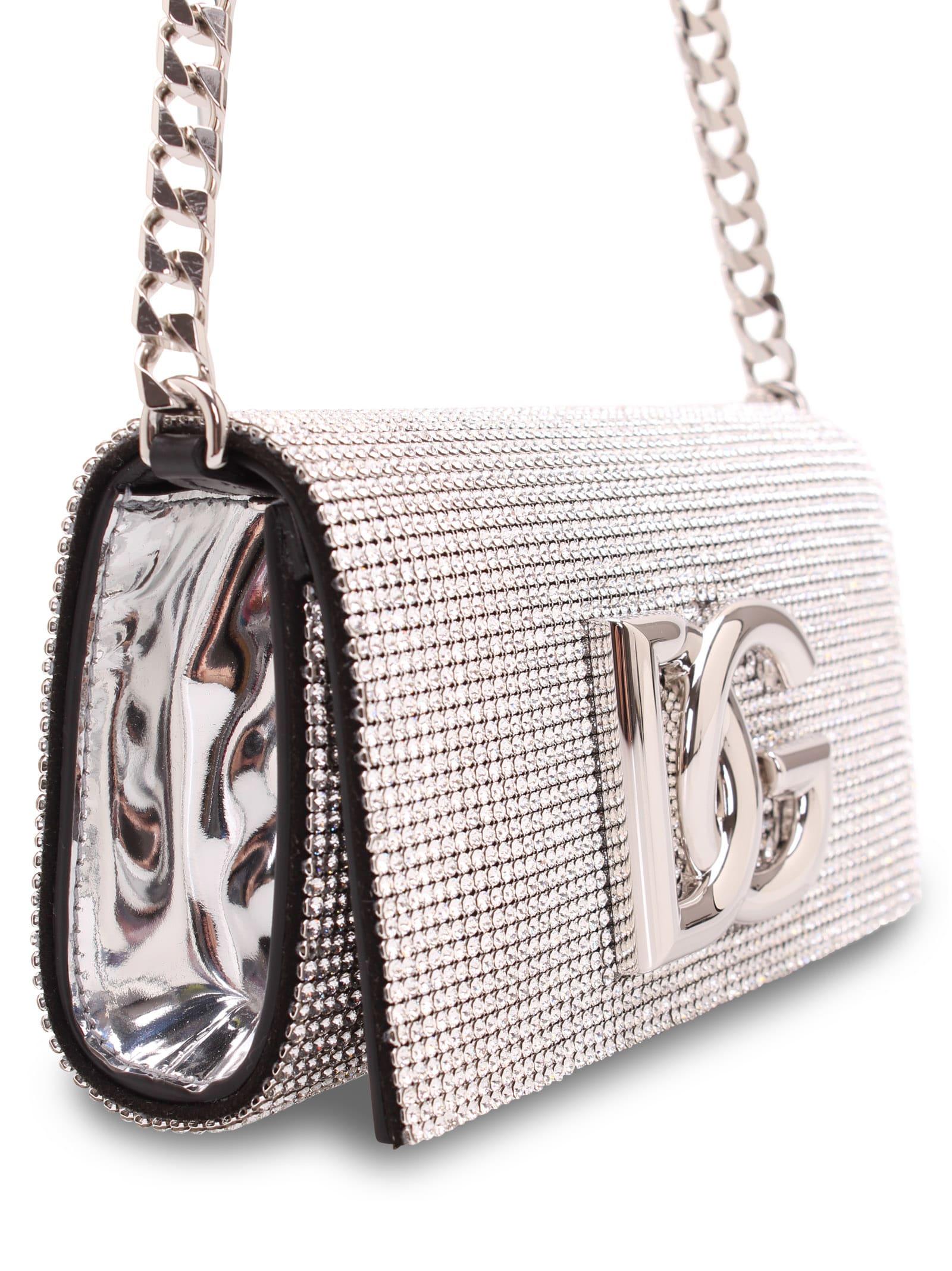Dolce & Gabbana - Crystal Cage Clutch Bag Chain Necklace Silver