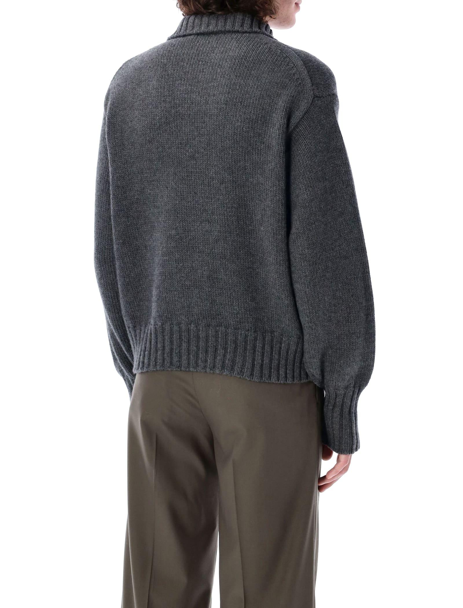 AURALEE Wool Soft Cord Knit Half Zip Sweater in Grey for Men AURALEE Wool Soft Cord Knit Half Zip Sweater in Grey for Men