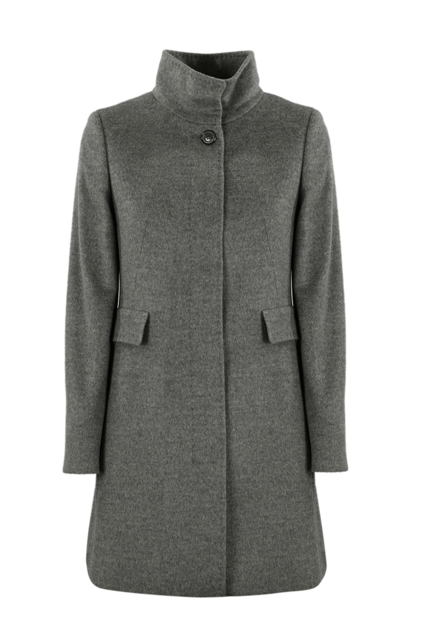 Max Mara Studio Agnese Wool Coat in Gray | Lyst