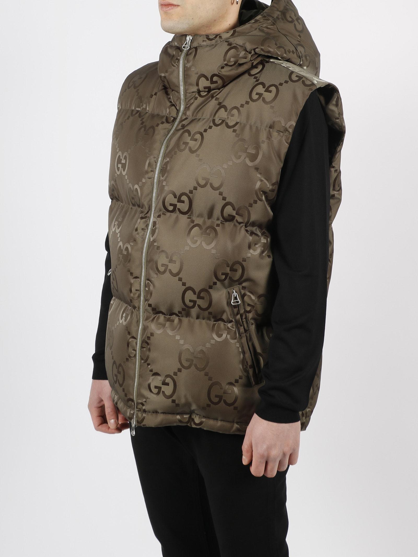 Gucci GG Hooded Puffer Jacket in Beige