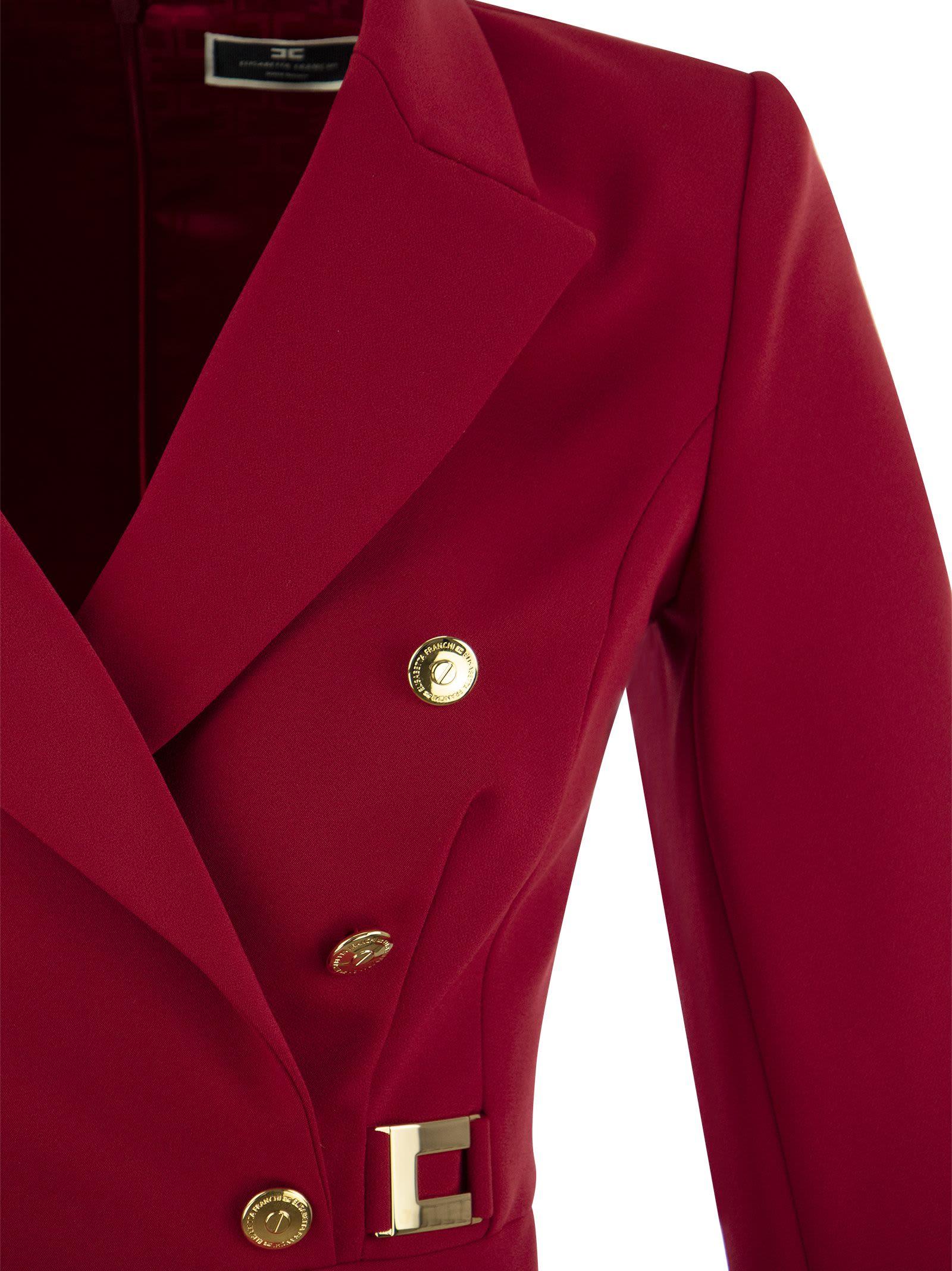 Elisabetta Franchi Robe-manteau In Double Crepe With Godet Skirt in Red |  Lyst