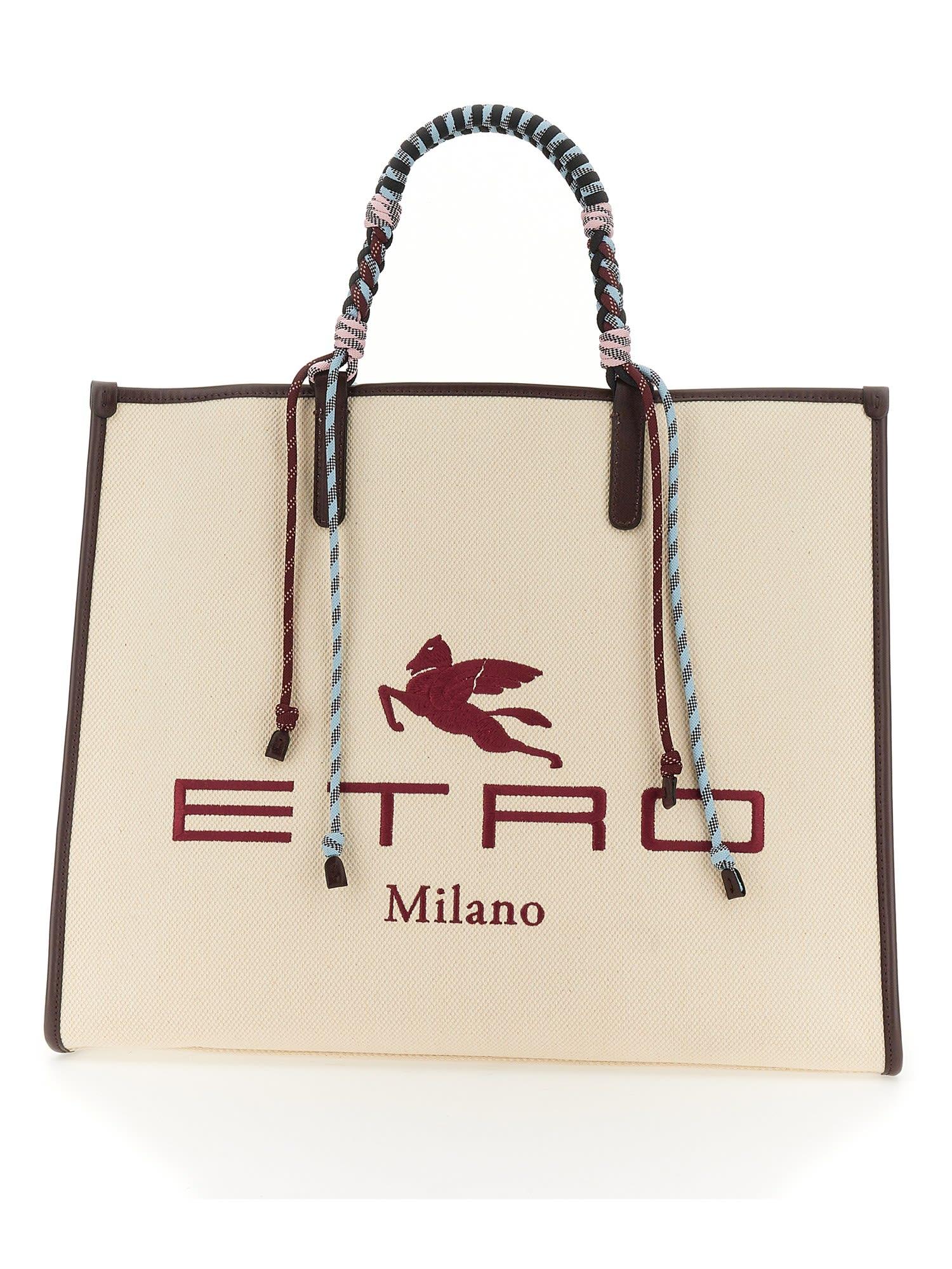 Etro Shopper Bag With Braided Handles in Natural