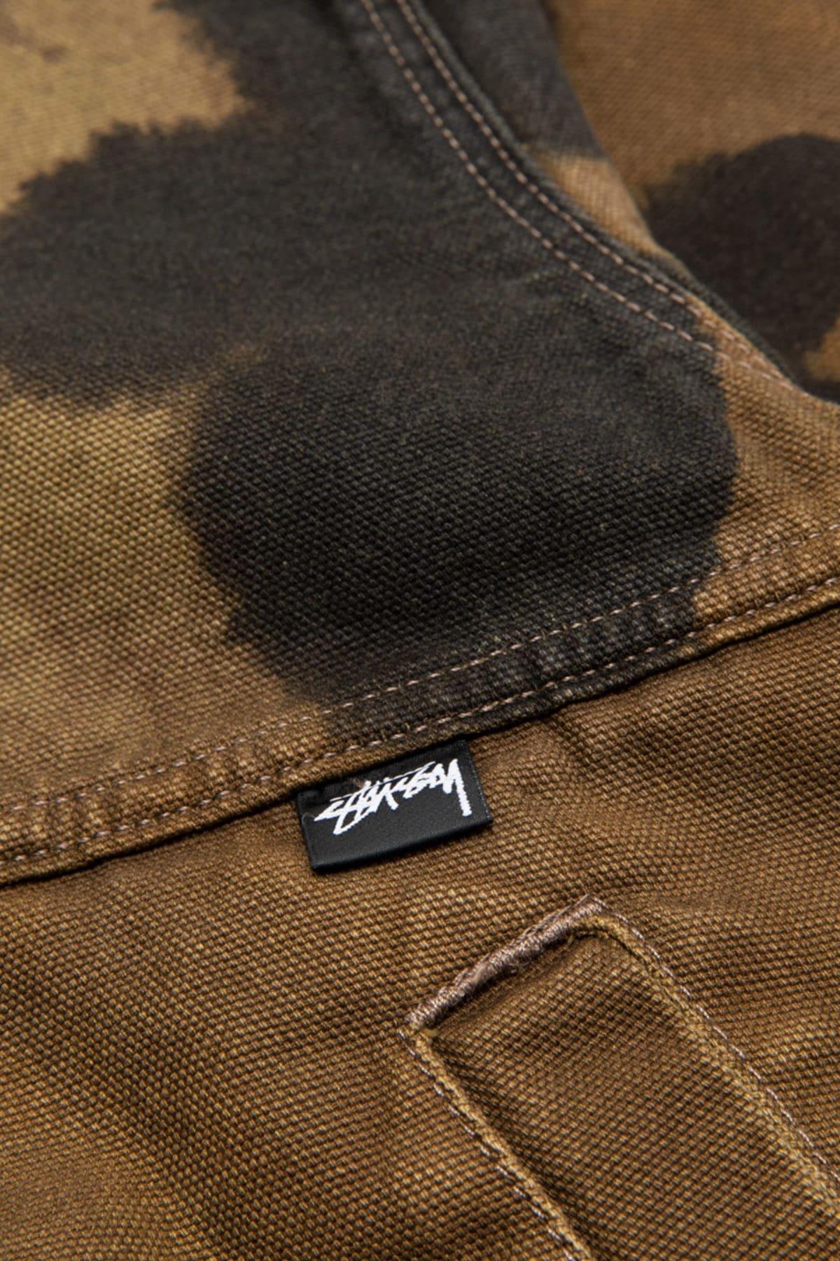 Stussy Floral Dye Work Jacket Brown Canvas Jacket With Tye-dye