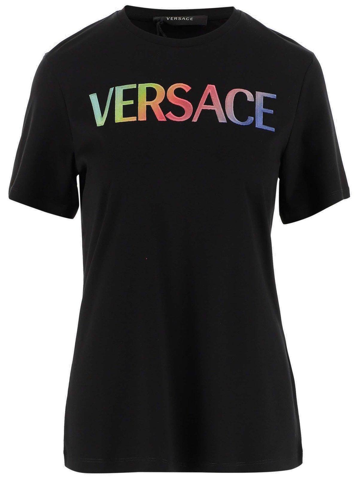 Staat sirene bus Versace T-shirt With Logo in Black | Lyst