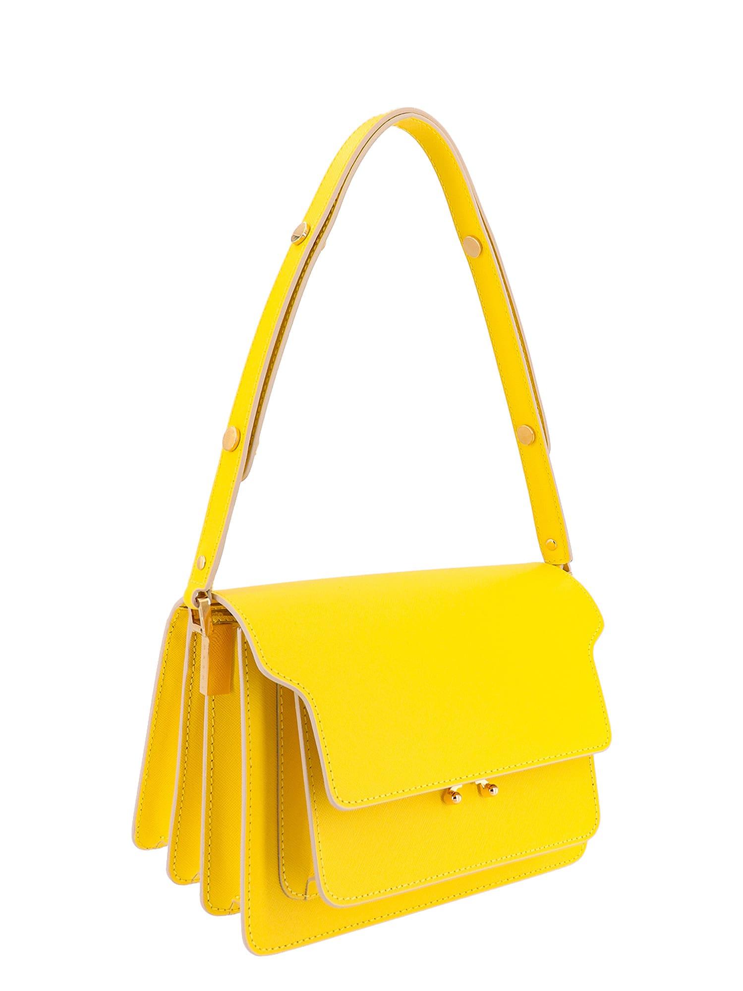 Marni Trunk Mini Leather Shoulder Bag in Yellow