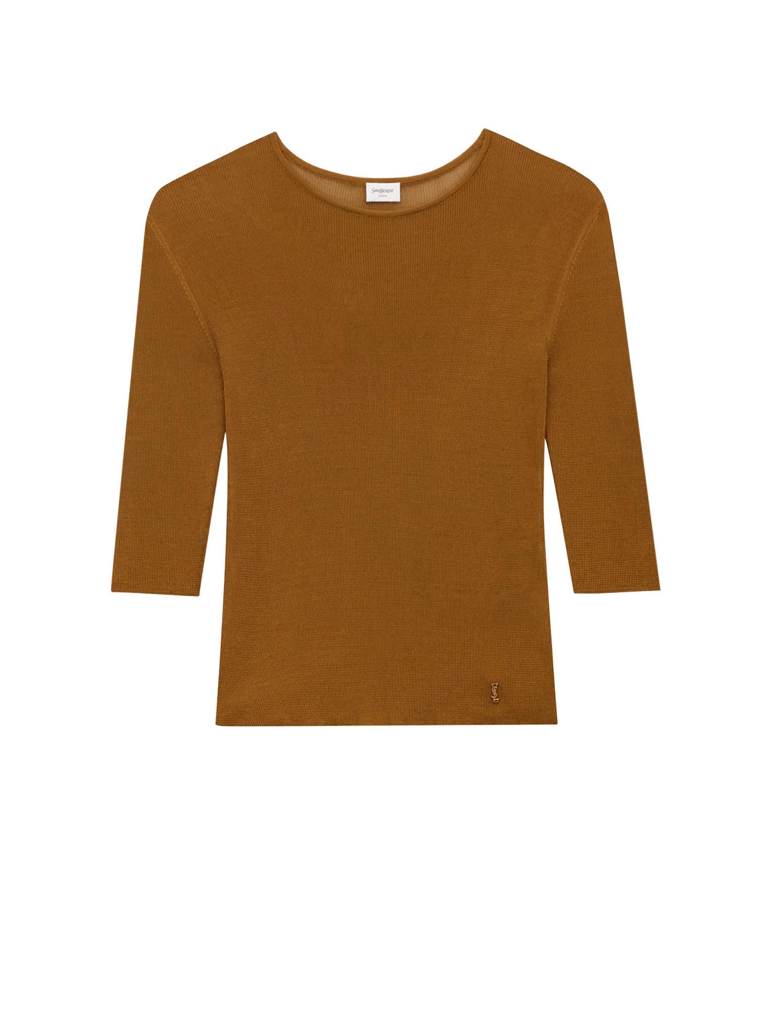 Tシャツ・カットソー SAINT LAURENT Semi-sheer certified viscose knitted top Saint Laurent Semi-Sheer Certified Viscose Knitted Top in