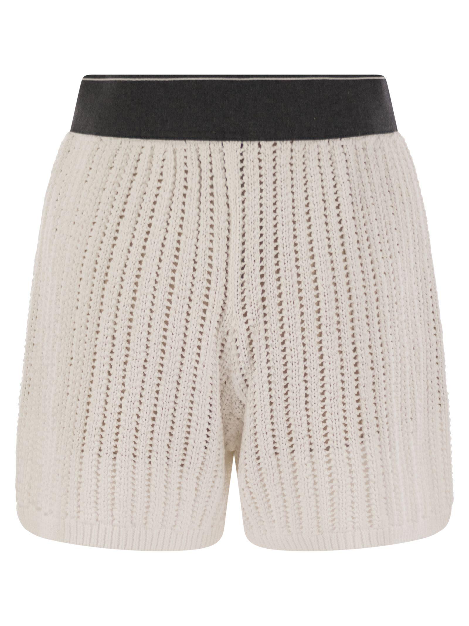 ショートパンツ BRUNELLO CUCINELLI Cotton net knit shorts BRUNELLO CUCINELLI Open-knit cotton shorts | NET-A-PORTER