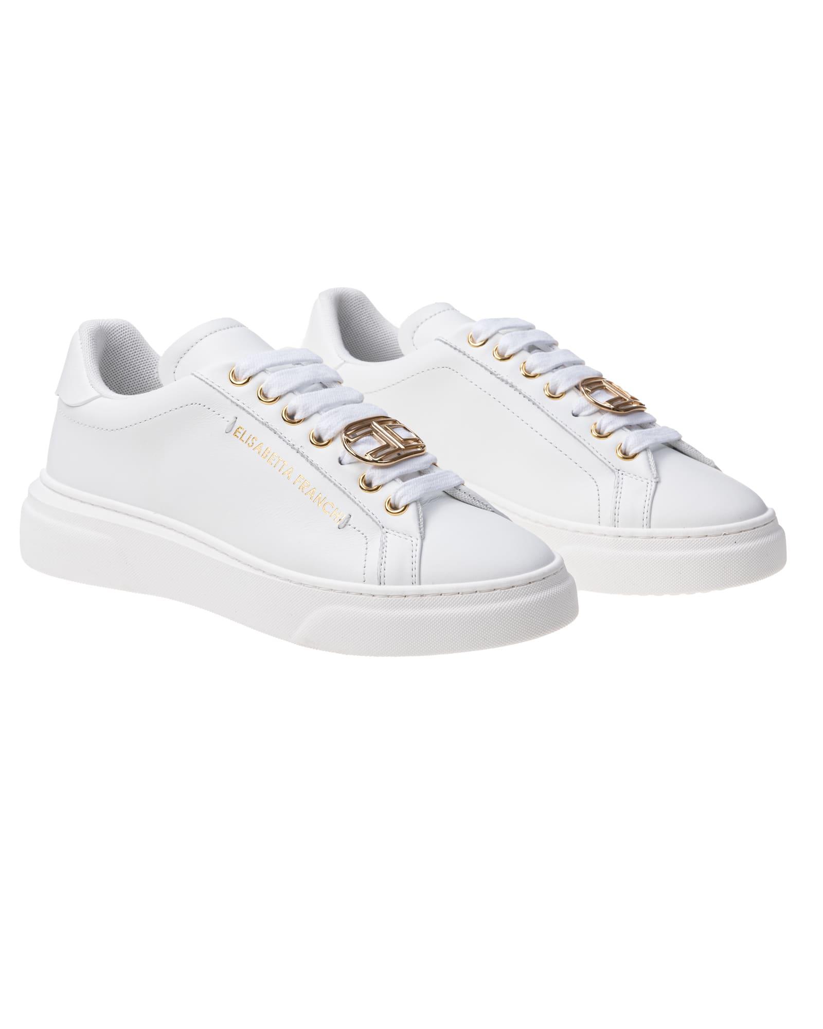 Elisabetta Franchi Leather Sneakers in White - Save 12% | Lyst