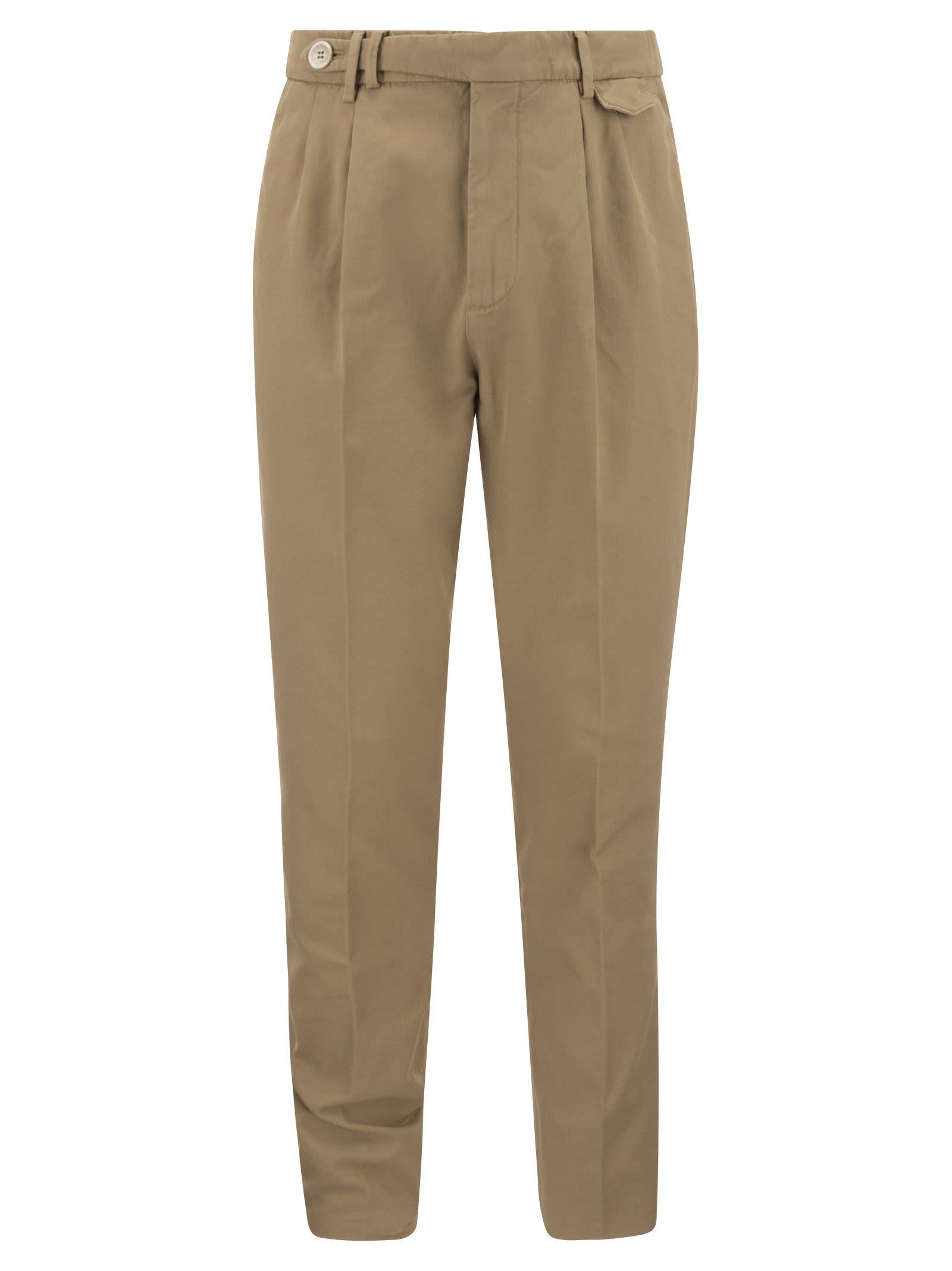Brunello Cucinelli Leisure-fit Trousers In Garment-dyed Twisted
