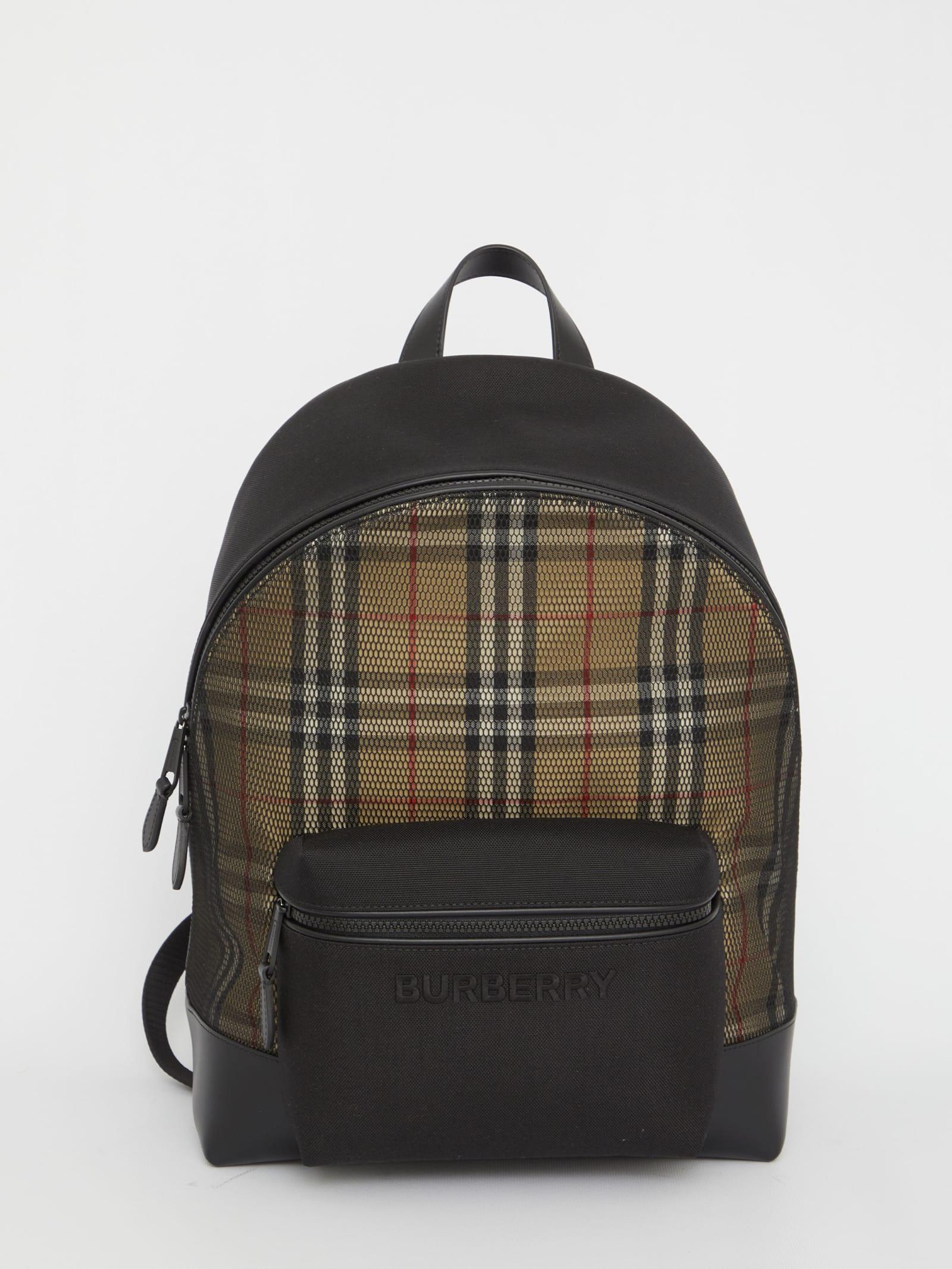 brown checkered backpack