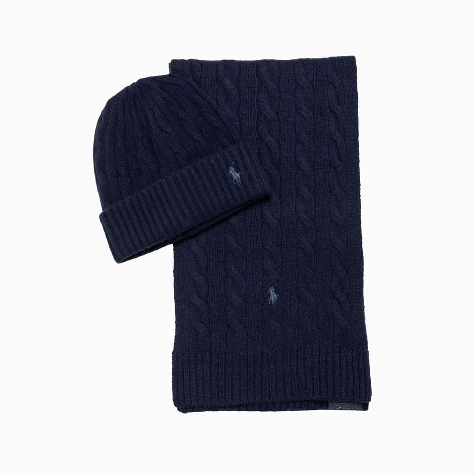 Polo Ralph Lauren Set Of Scarf + Beanie Hat In Cashmere in Blue for Men |  Lyst