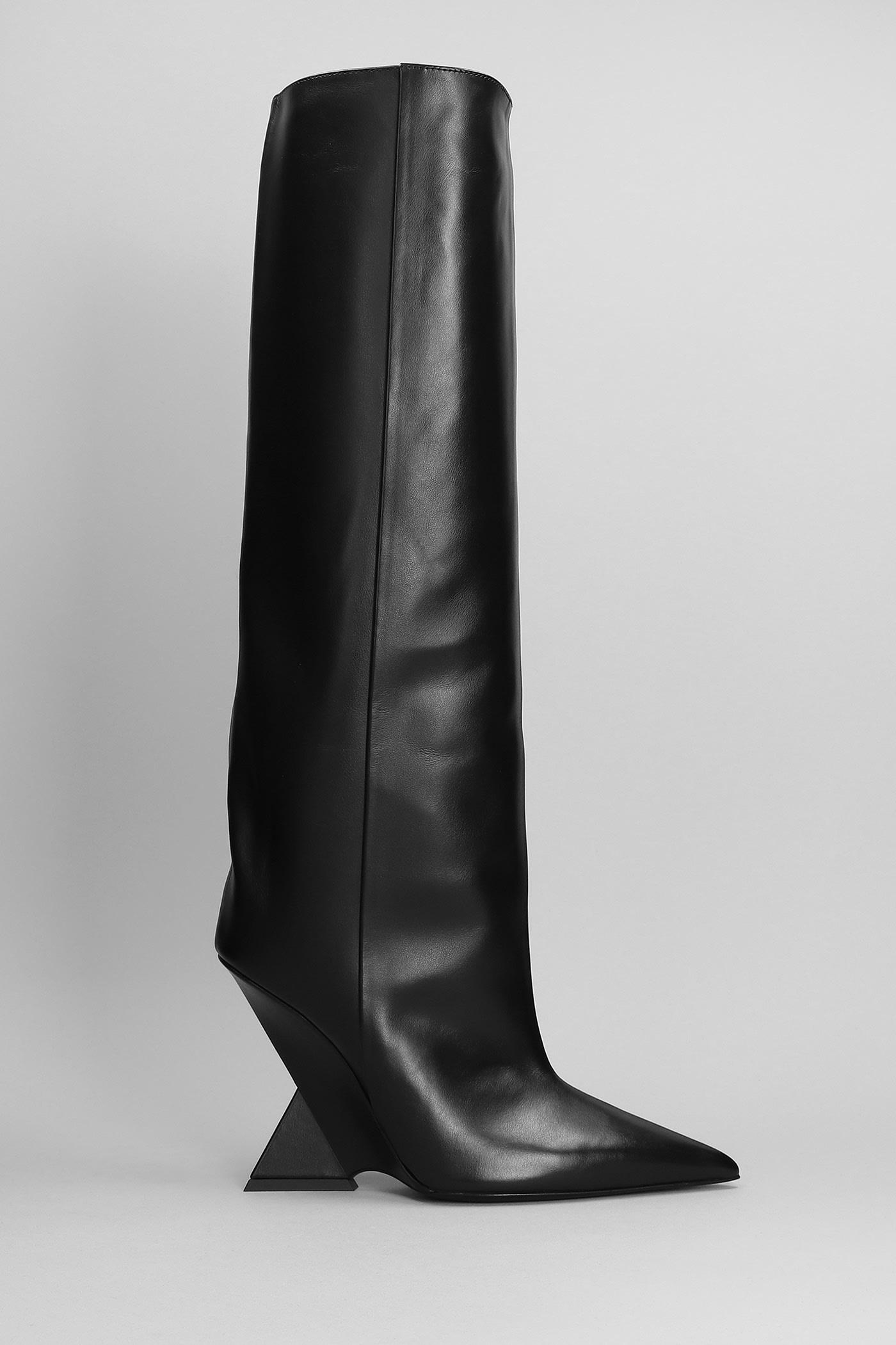 The Attico Cheope High Heels Boots In Black Leather | Lyst
