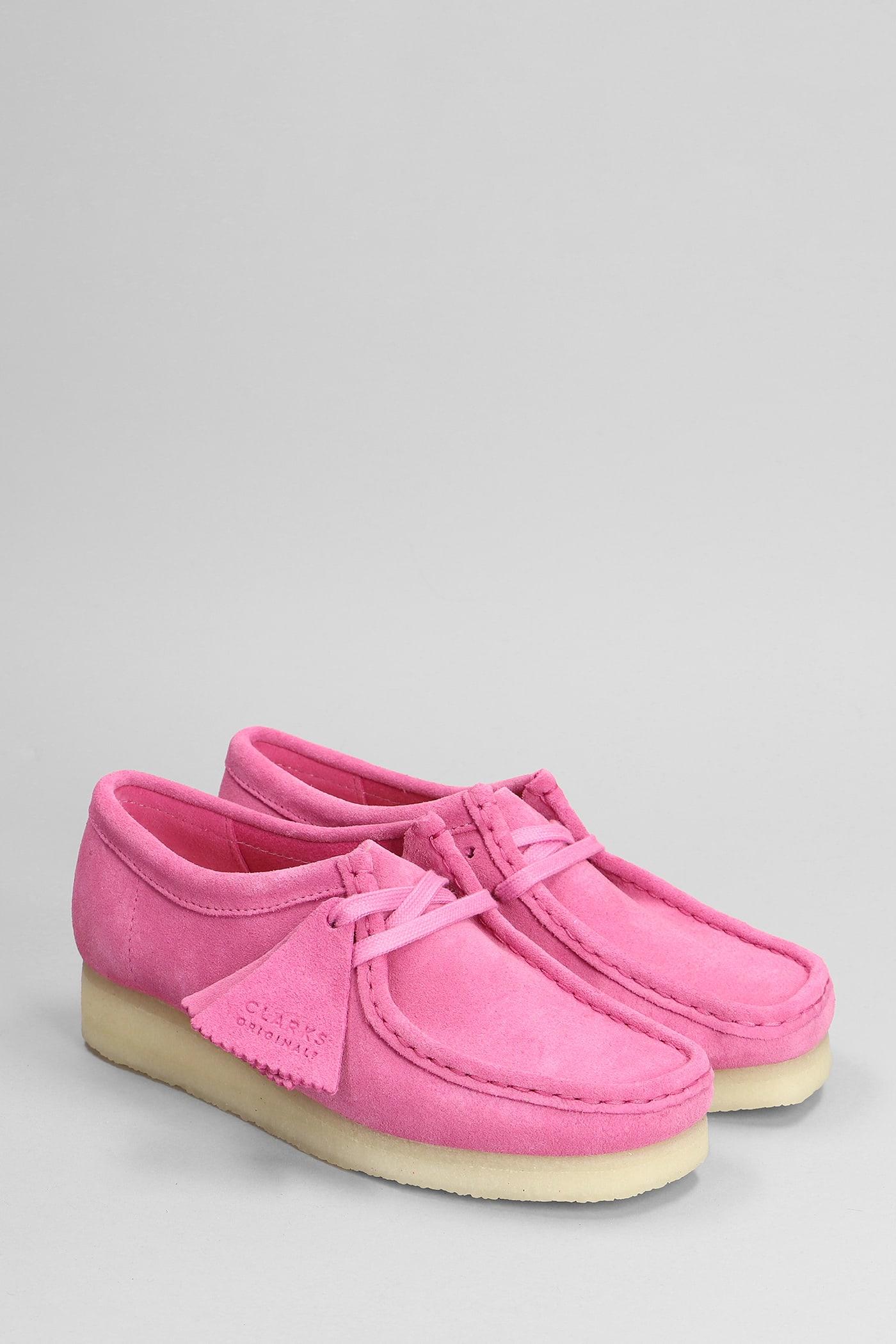 Clarks Wallabee Lace Up Shoes In Rose-pink Suede | Lyst