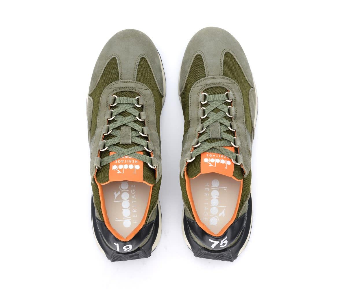 Diadora Heritage Equipe Mad Italia Olive-green Trainers With Blue Inserts  for Men | Lyst