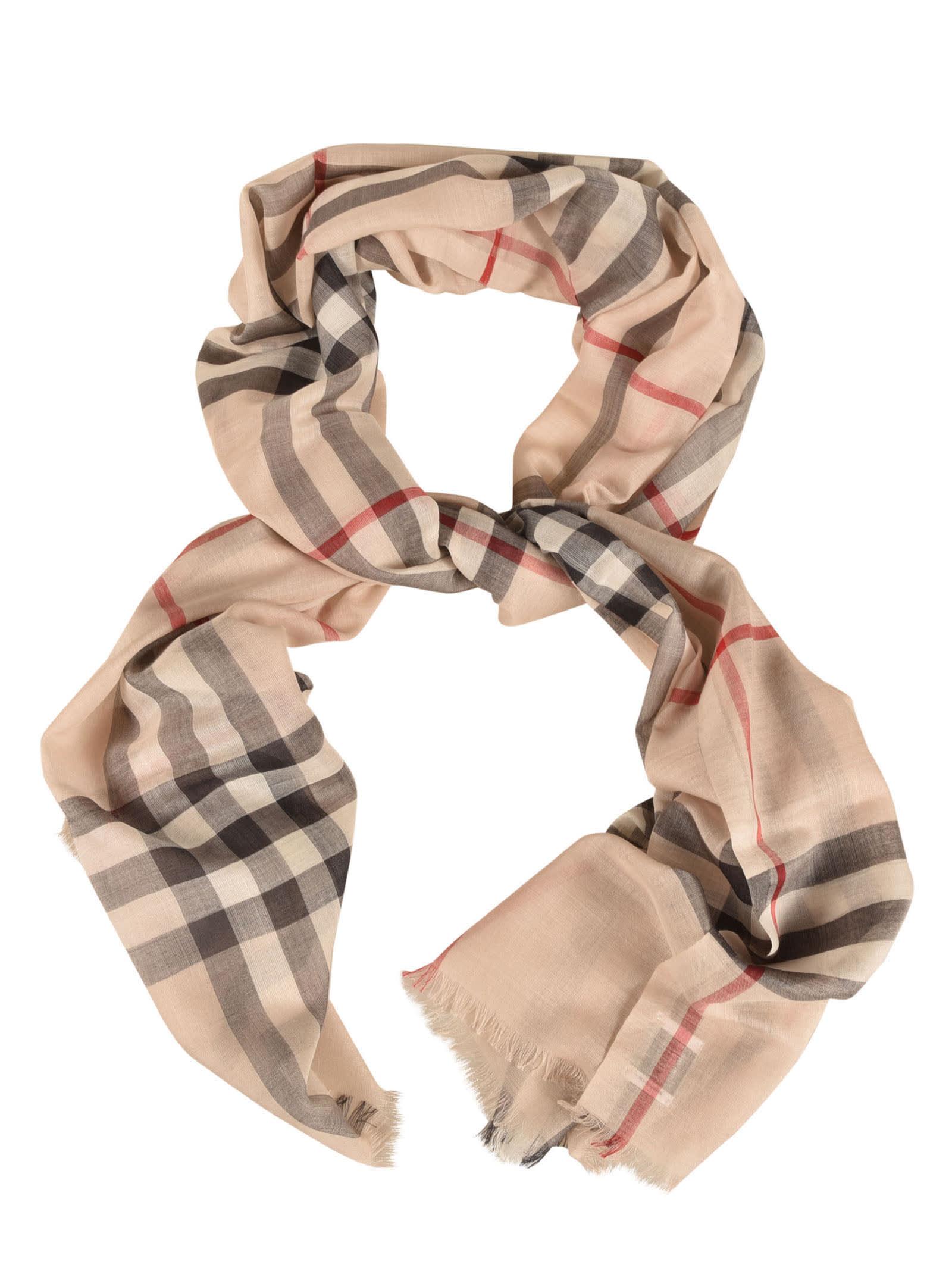 Burberry Giant Check Gauze Scarf in Natural | Lyst