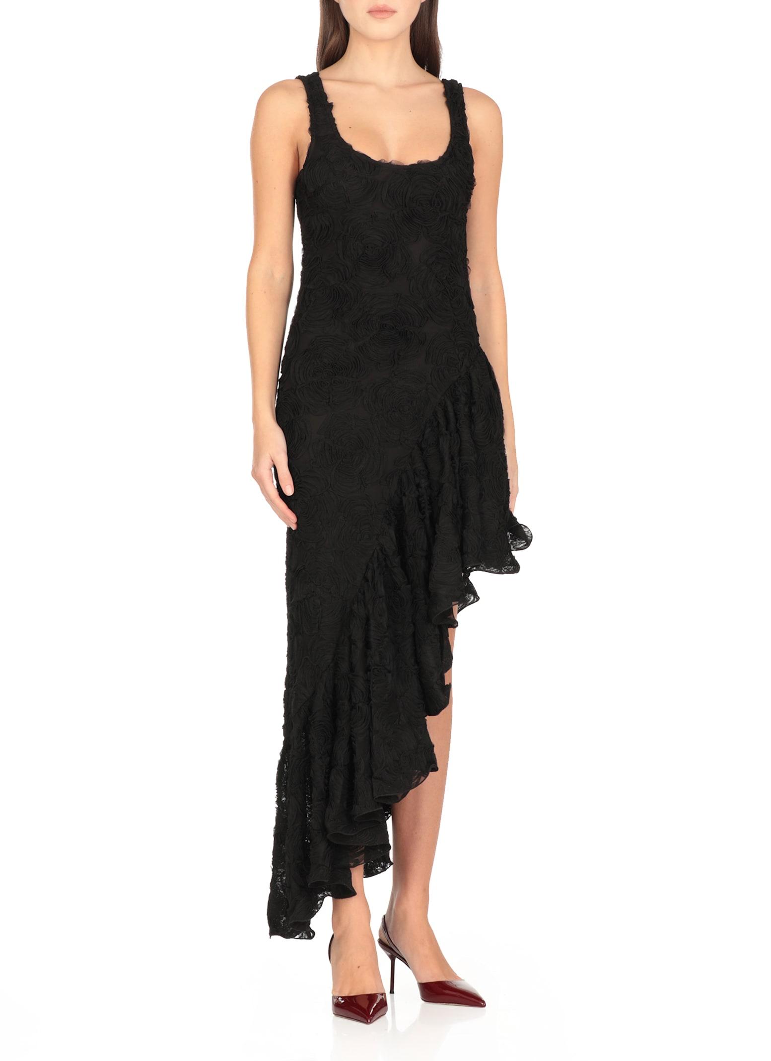 ワンピース ROTATE BIRGER CHRISTENSEN 'Flower mesh ruffle' dress Black 140824_rotate_ss25_113810_mini