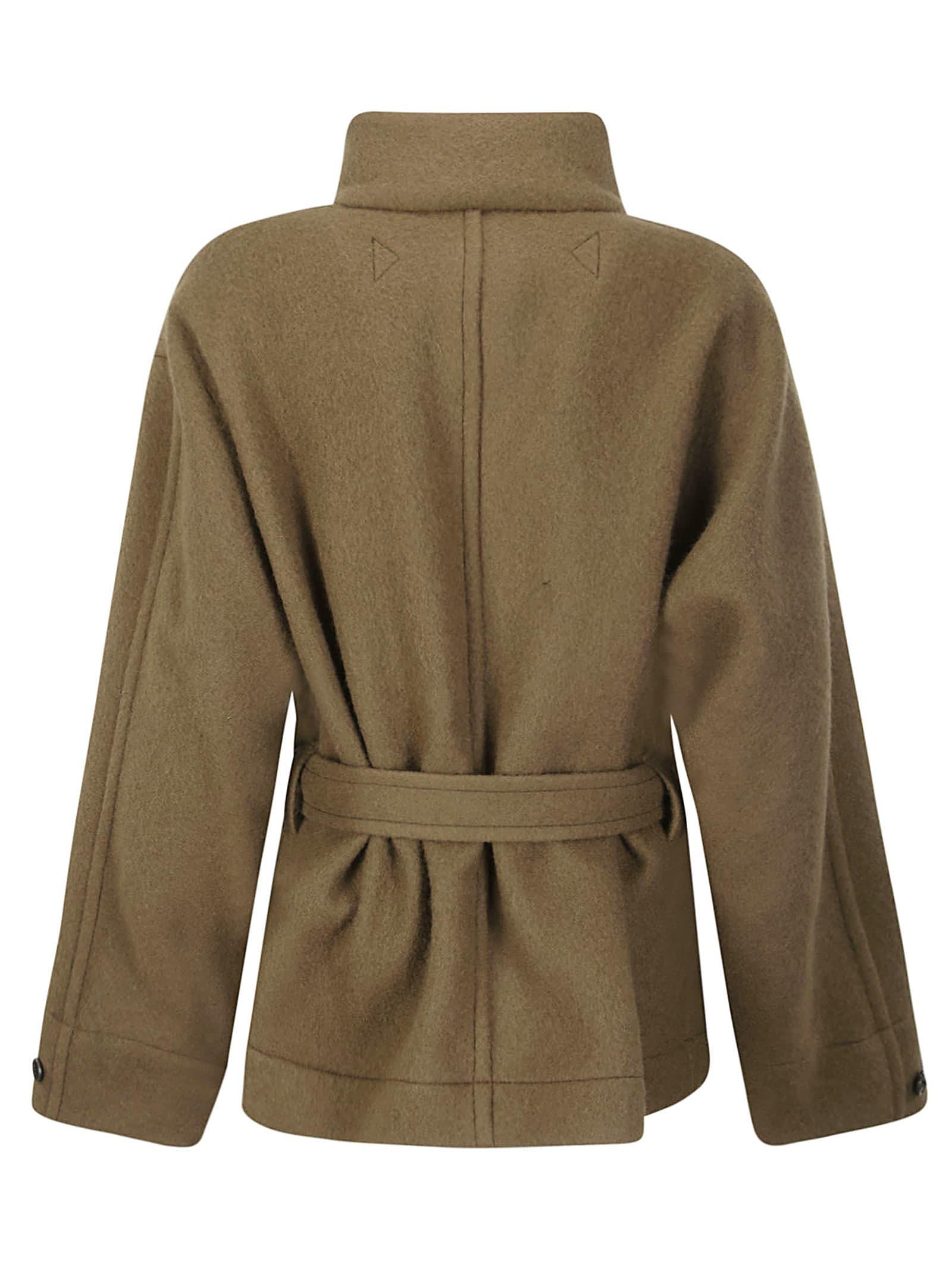 Italian Wool Mix Wrap Belted Short Coat