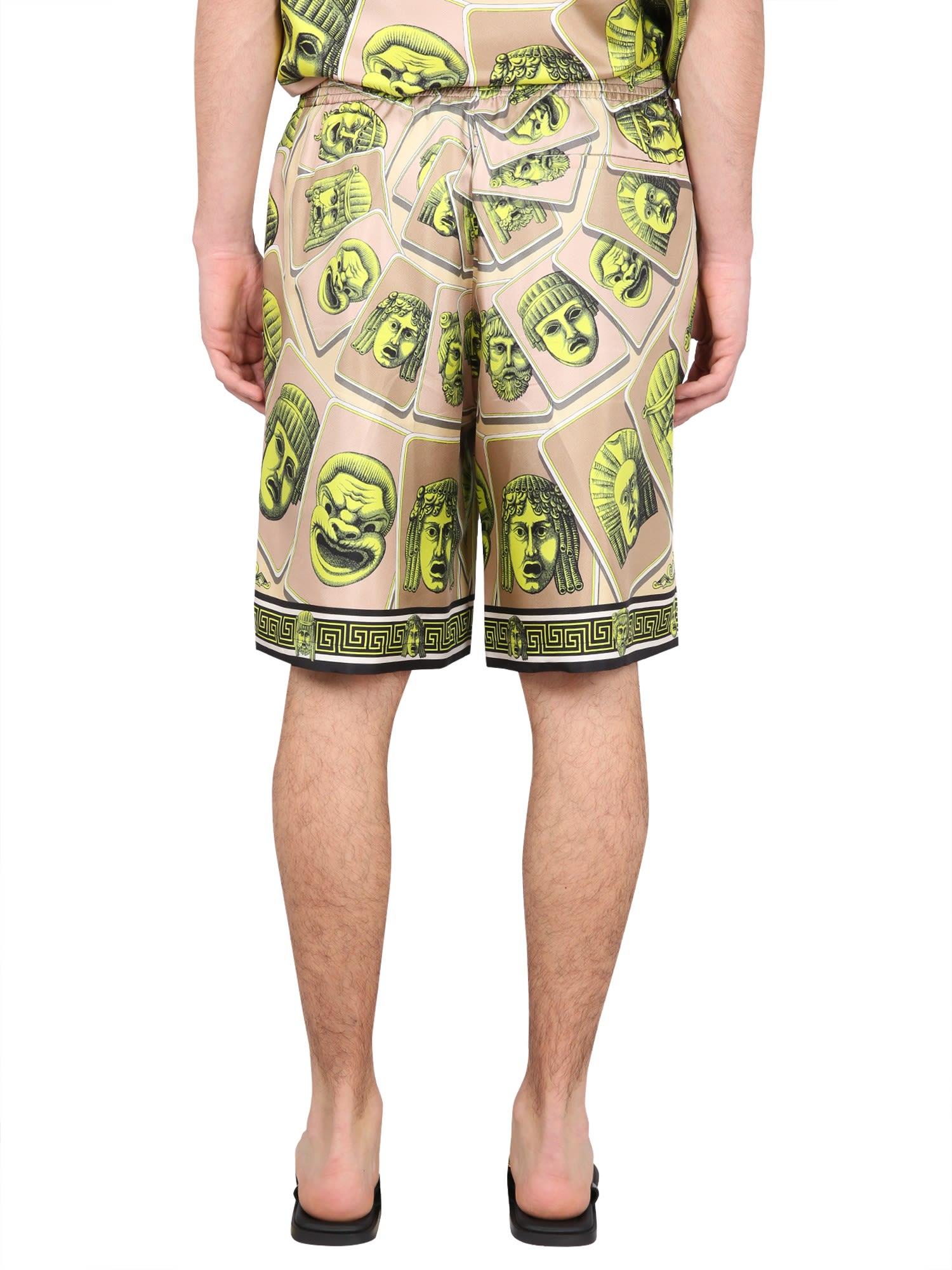 Versace Bermuda Shorts The Masks in Green for Men | Lyst