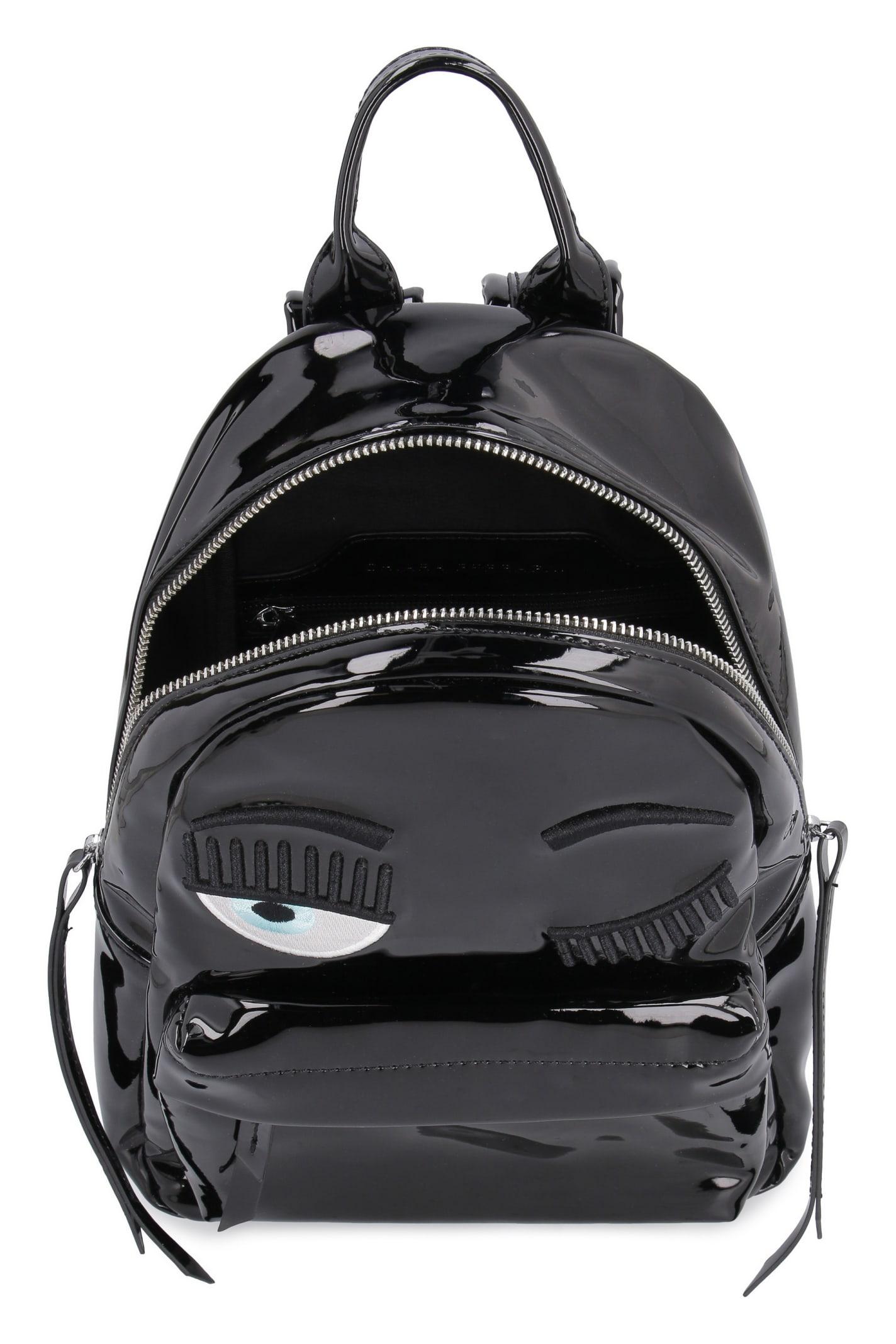 black vinyl backpack