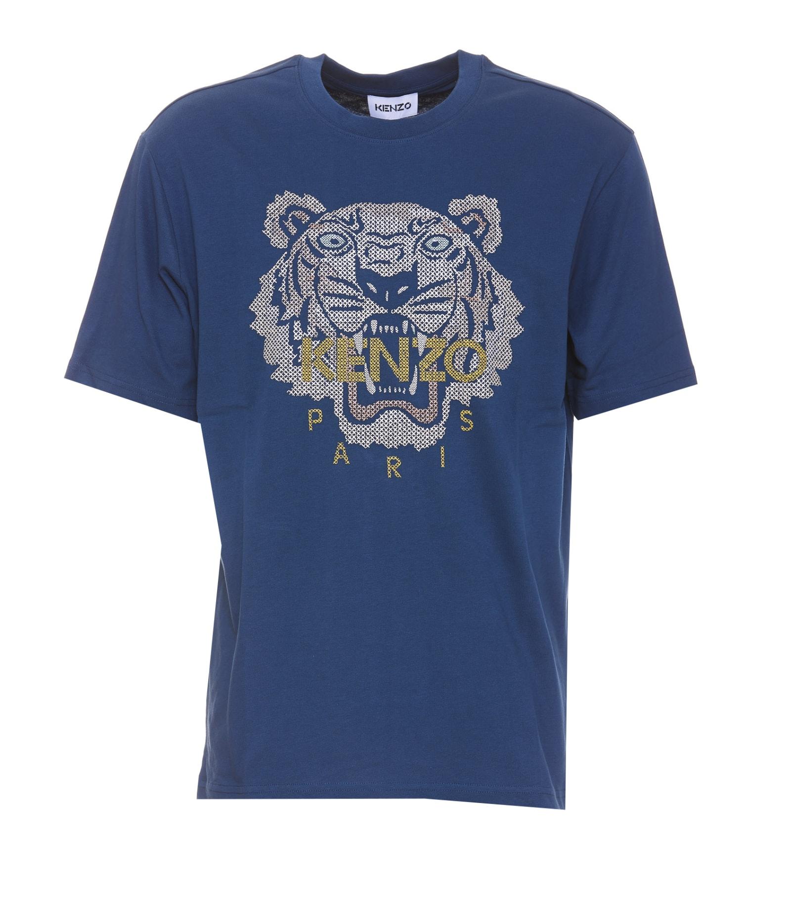 Commotie matchmaker onderdelen KENZO Tiger Logo T-shirt in Blue for Men | Lyst