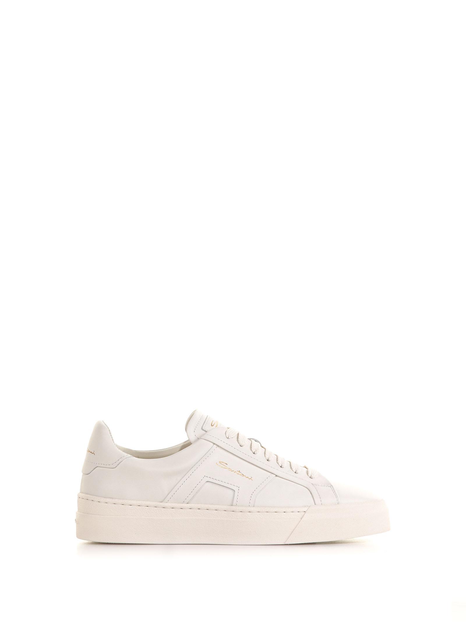 Santoni Double Buckle Sneaker In Leather in White | Lyst