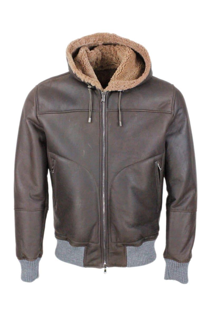 Barba Napoli Leather Shearling Bomber 