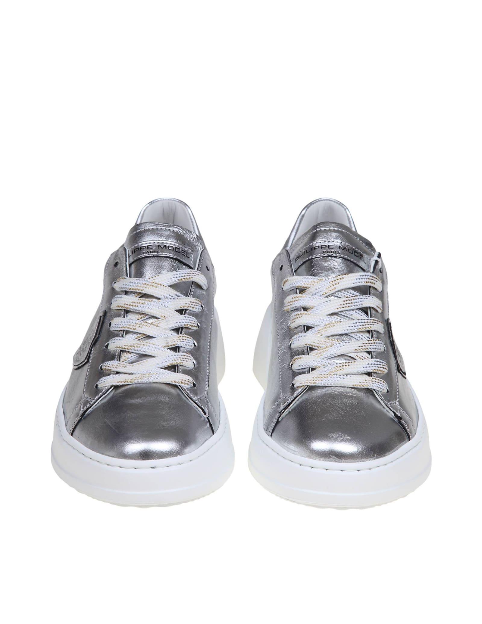 Philippe Model Laminated Leather Sneakers in Metallic Lyst UK