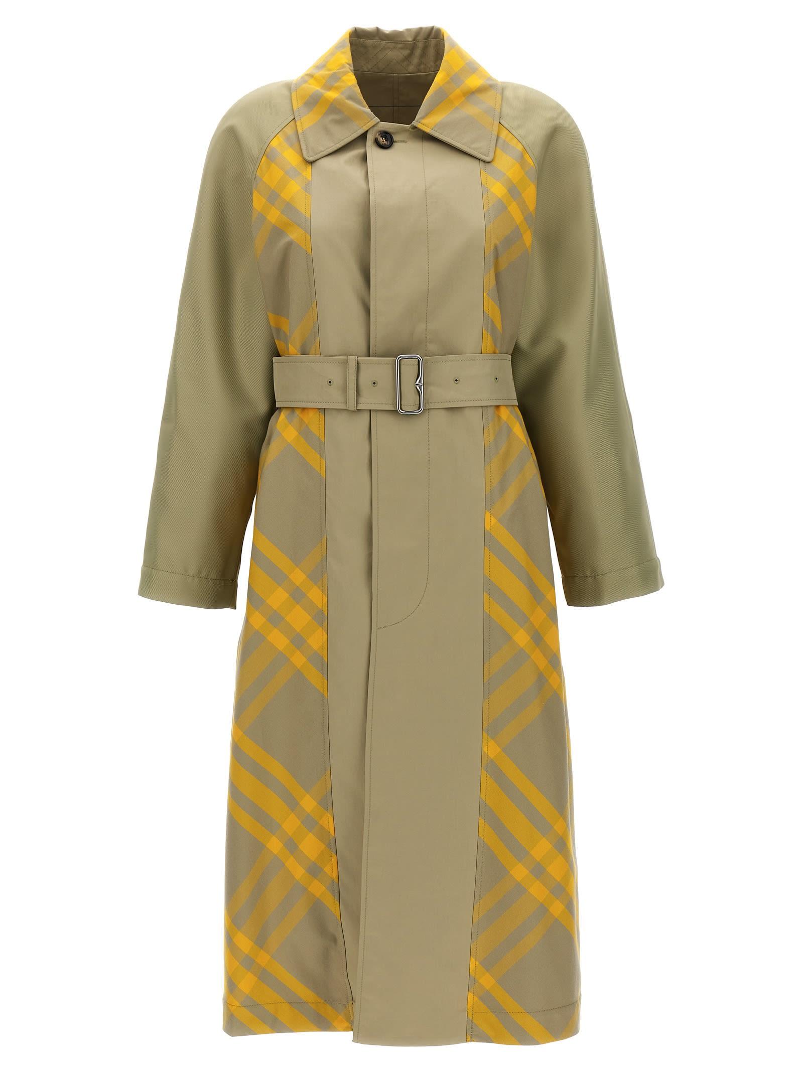 Burberry Check Insert Trench Coat Coats Trench Coats in Natural