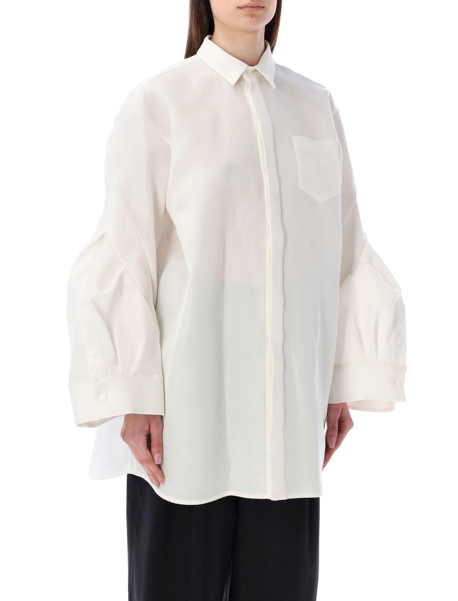 Sacai Acai Balloon Sleeves Oversize Shirt in White   Lyst