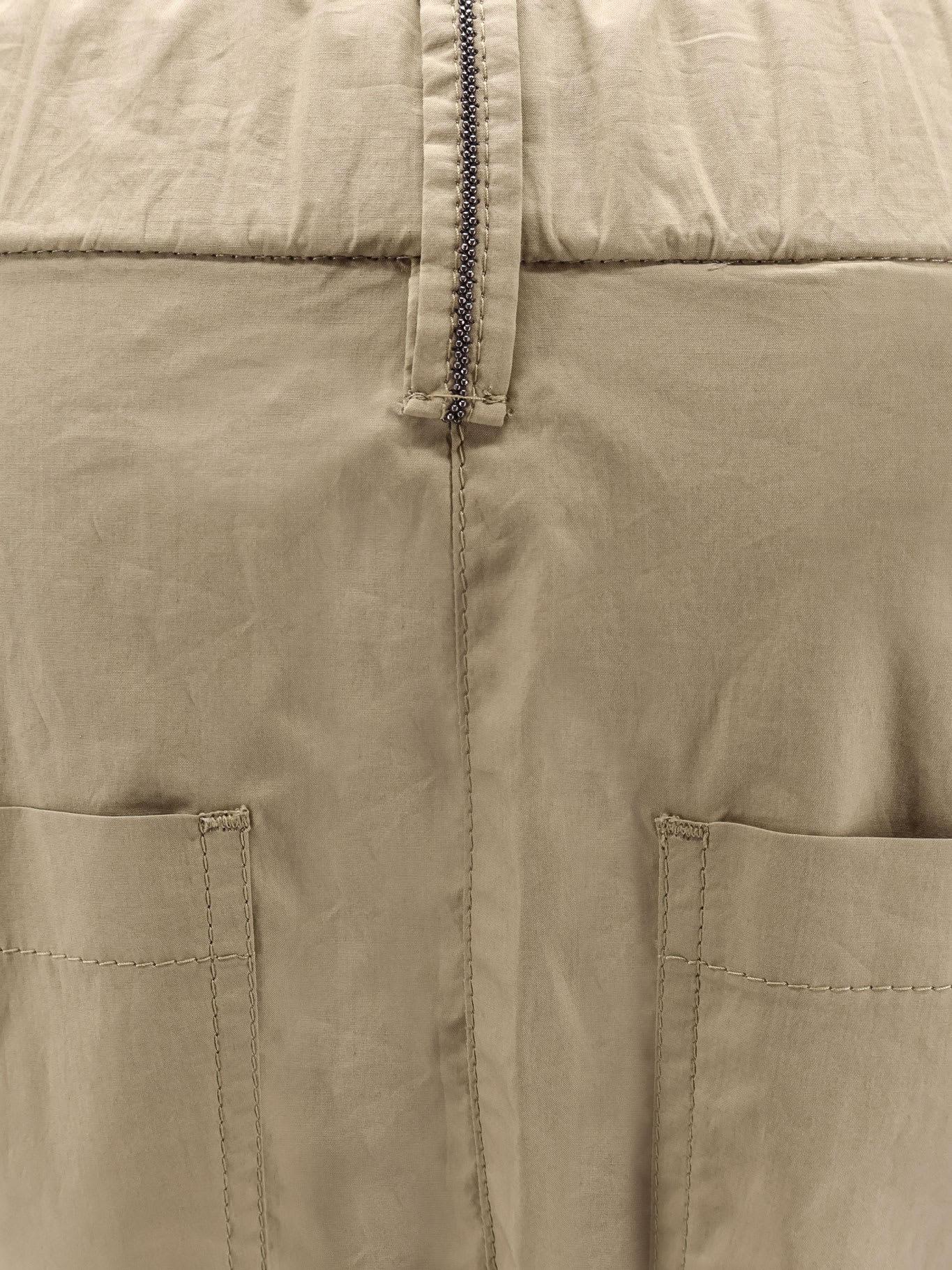 パンツ BRUNELLO CUCINELLI Cotton trousers with Monili detail Kaki Brunello Cucinelli Cotton Trousers With Monili Detail in