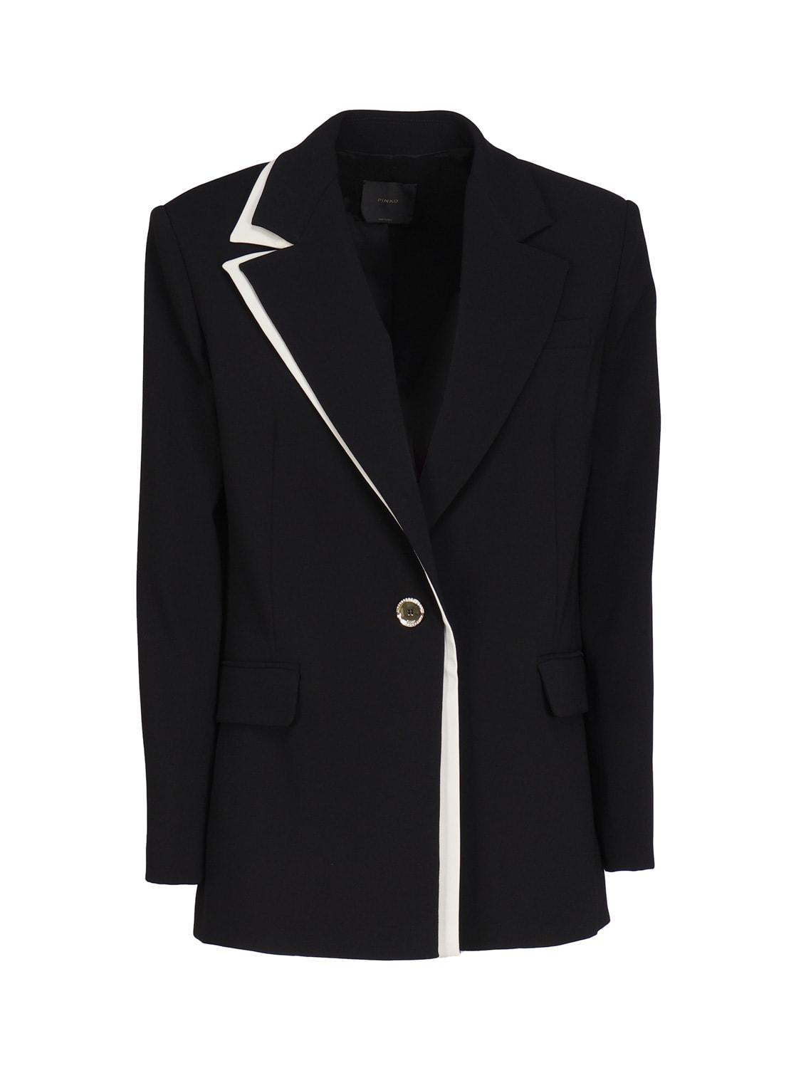 Pinko Blazer With Contrasting Detail in Black | Lyst