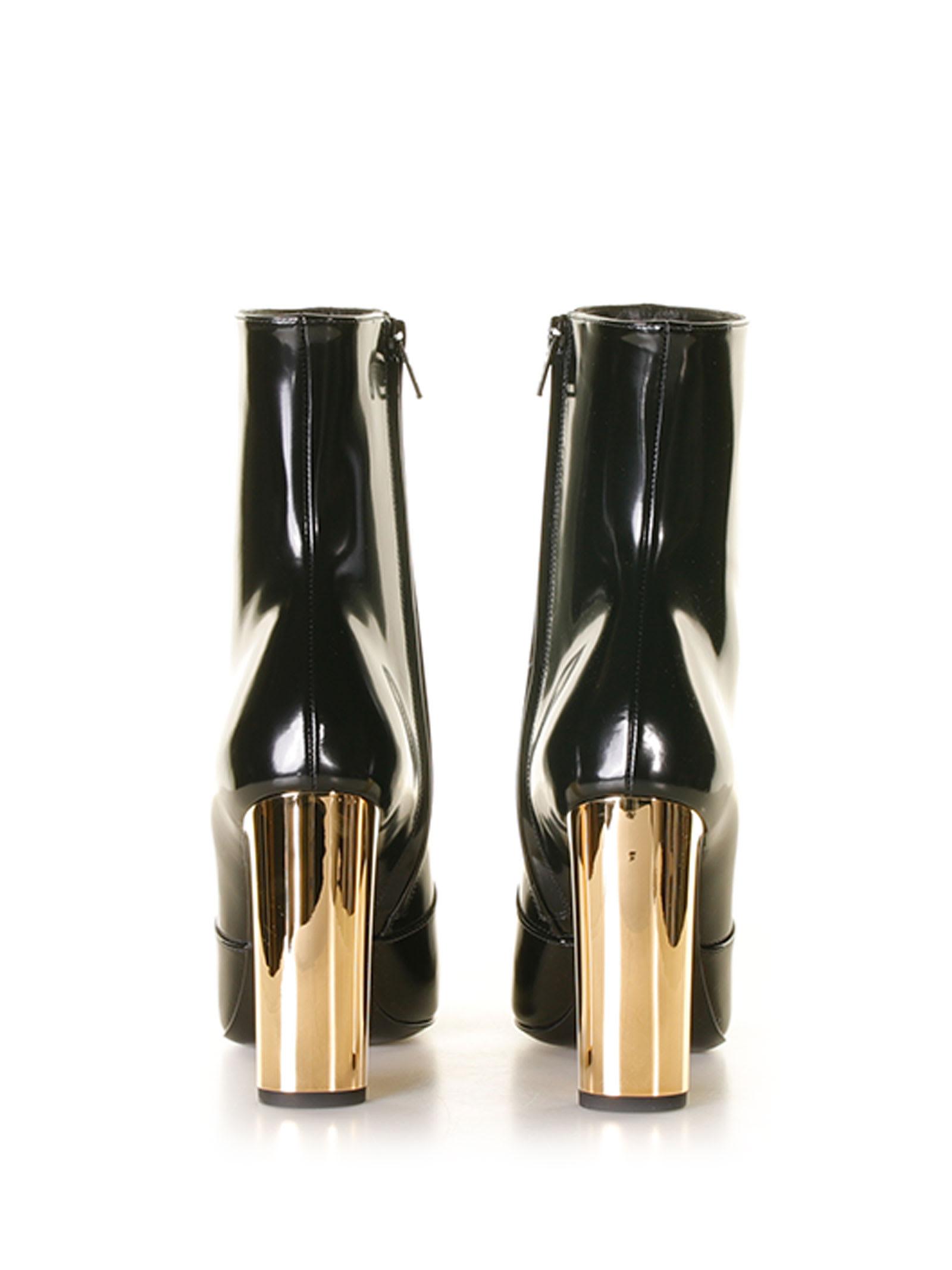 Gold block heel boots clearance