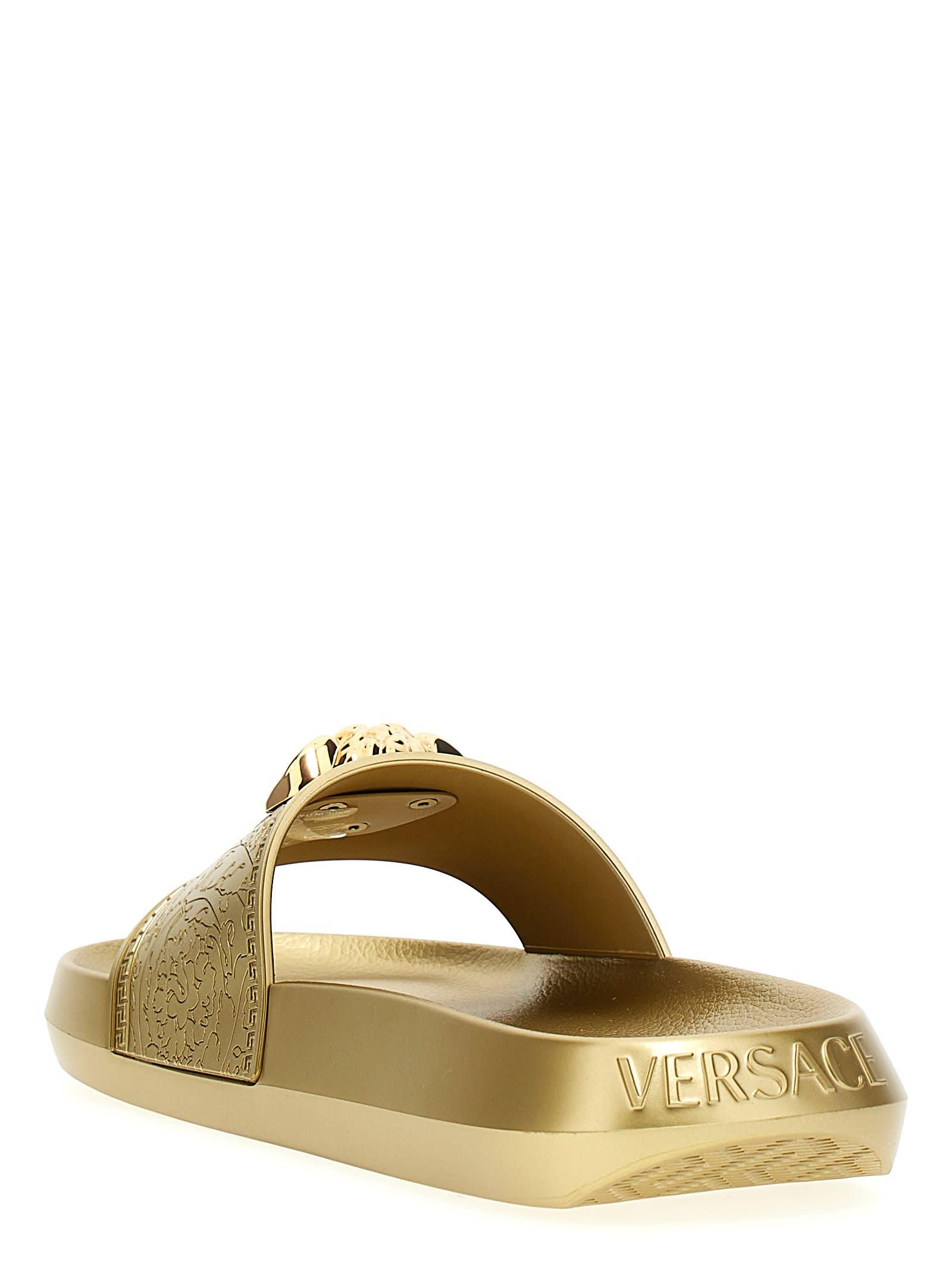 Versace Medusa Sandals in Metallic | Lyst