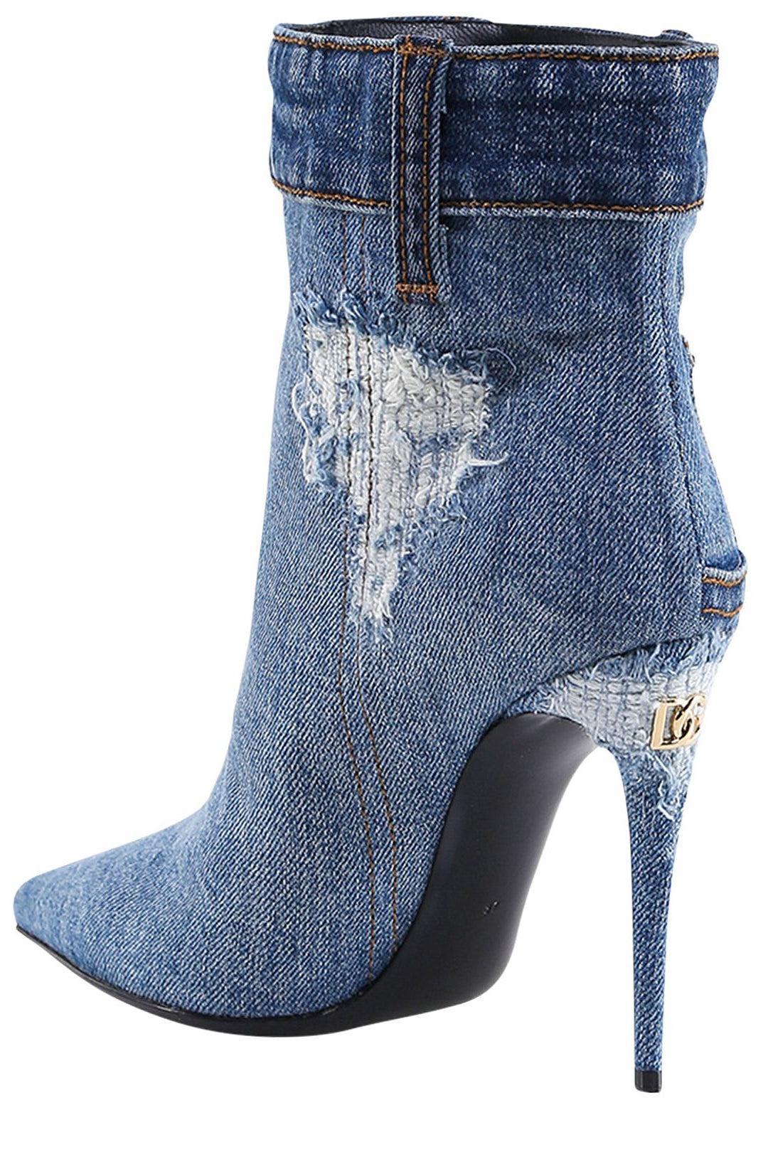Dolce & Gabbana Denim Patchwork Ankle Boots in Blue | Lyst