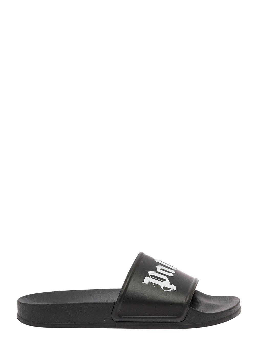 Palm Angels Black Rubber Slide Sandals 