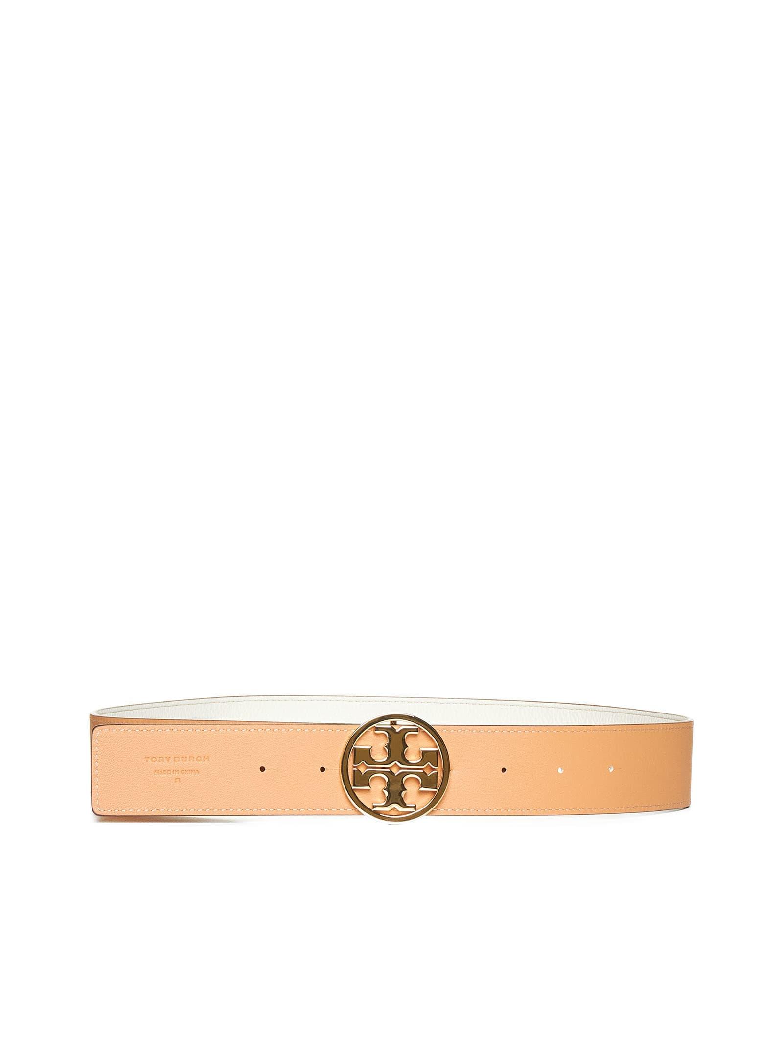 Tory Burch Miller Reversible Leather Belt in White | Lyst