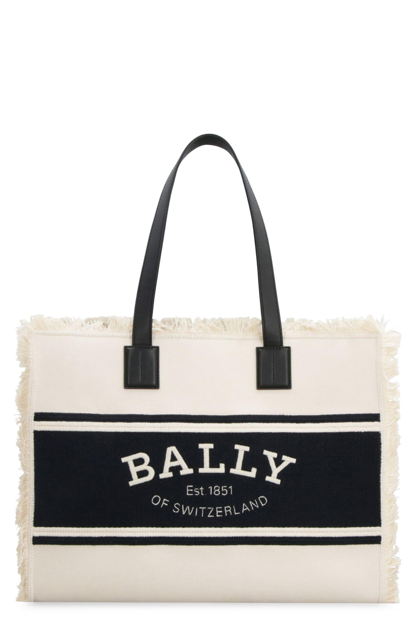 Bally Crystaliaew Canvas And Leather Shopping Bag in White | Lyst