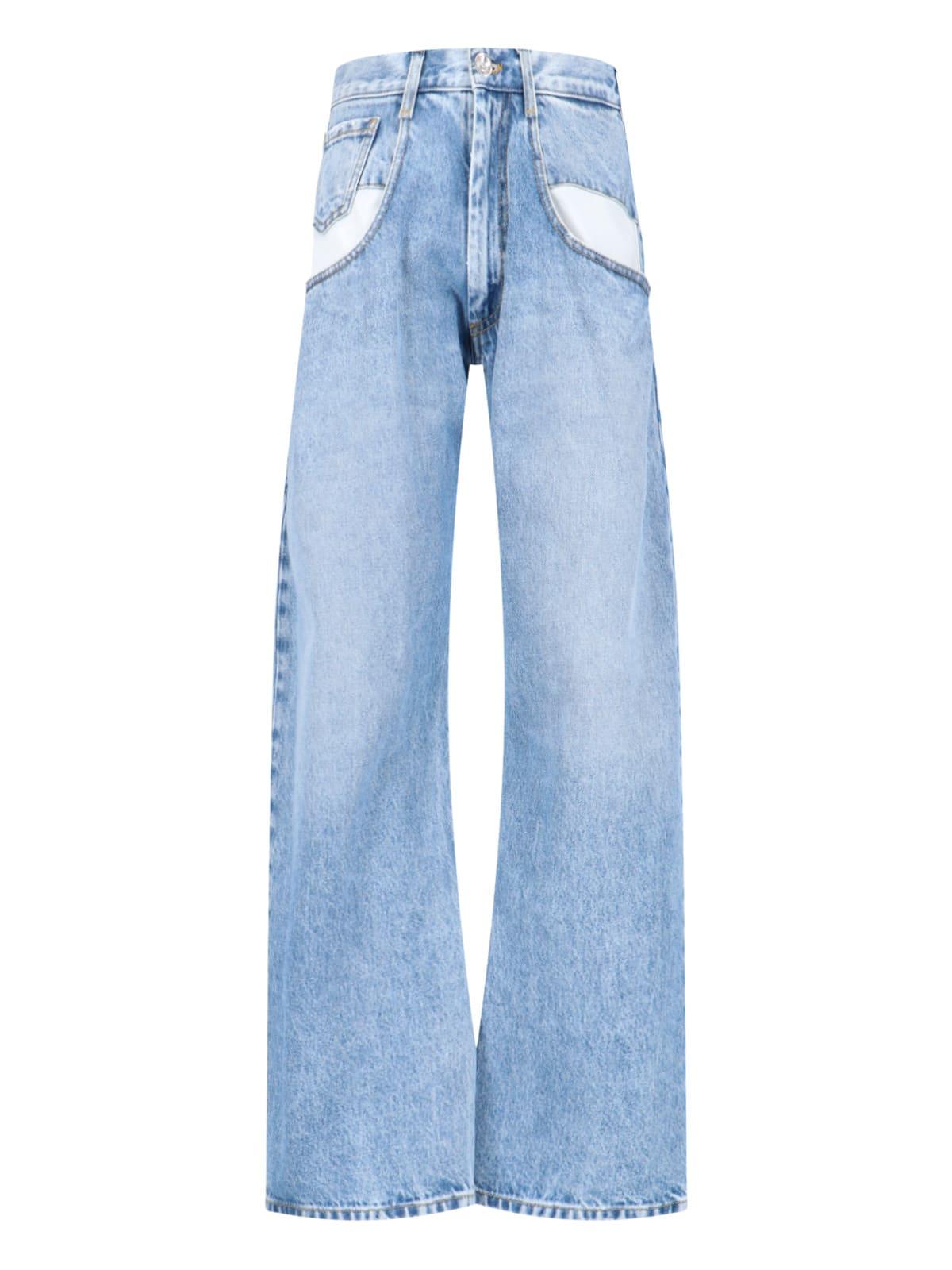 デニム・ジーパン Mm6 Maison Margiela Straight Leg Jeans With Reverse Pockets MM6 Maison Margiela - Reversed Denim Jeans | HBX - Globally