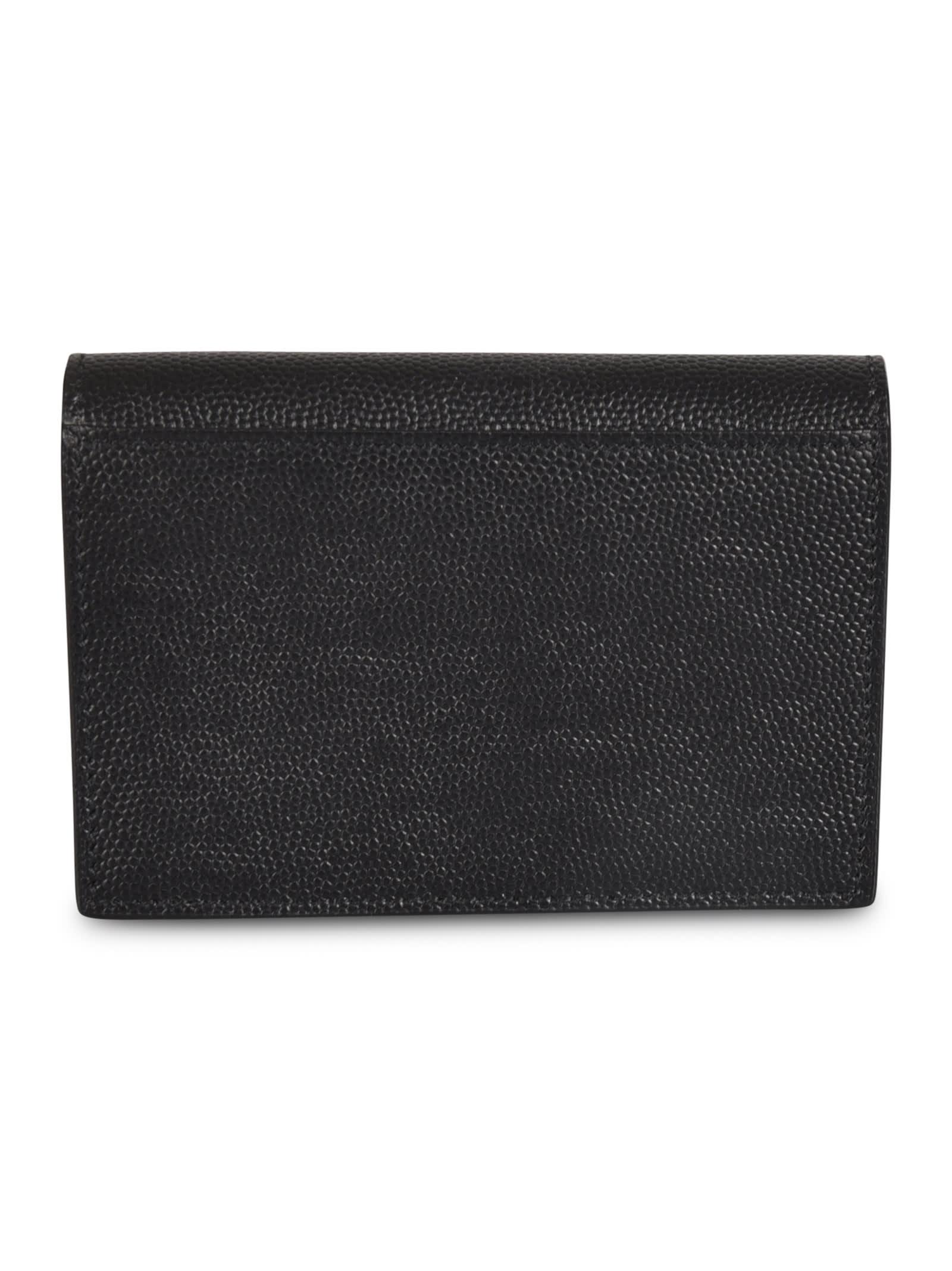 Saint Laurent Snap Button Logo Wallet in Black for Men