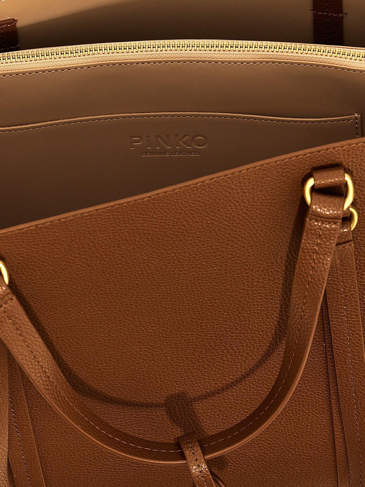 トートバッグ PINKO 'Carrie' classic shopping bag Brown Pinko 'Carrie' Classic Shopping Bag in Brown | Lyst