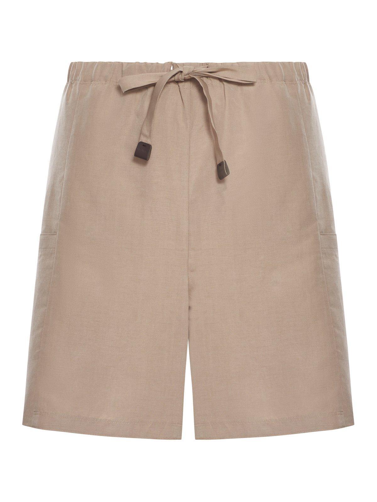 【送料&関税込】Quebec Drawstring Shorts Max Mara Max Mara Quebec Drawstring Shorts in Natural | Lyst