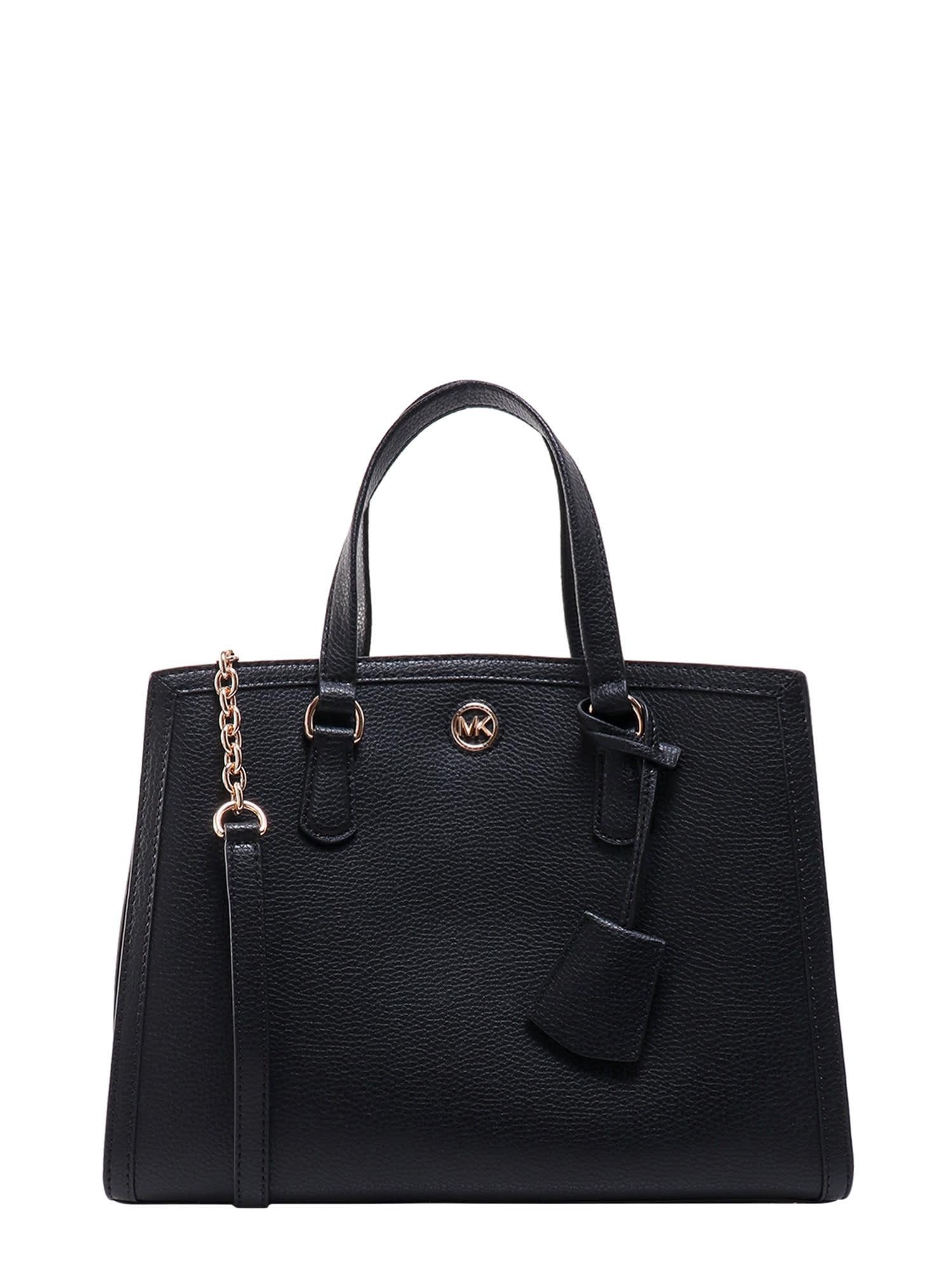 Michael Kors Chantal Medium Leather Tote Bag in Black Lyst