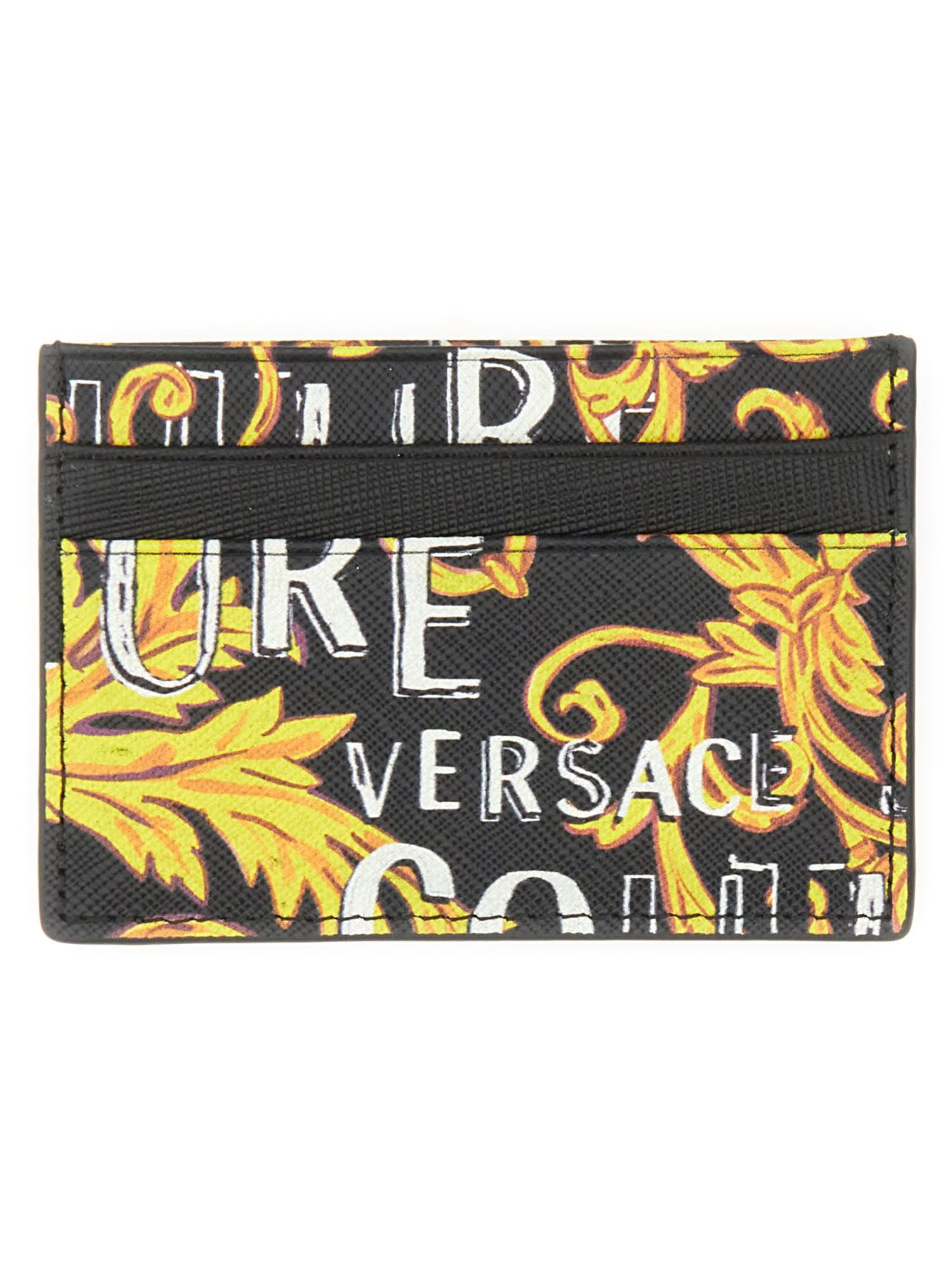 Versace Jeans Couture Card Holder With Baroque Logo in Metallic for Men ...