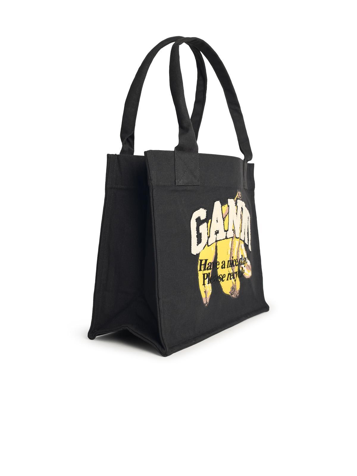 Ganni Large Banana Print Bag in Black | Lyst