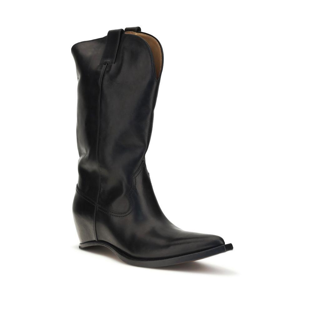 Maison Margiela Black Calf Leather Bos Taurus Boots for Men 
