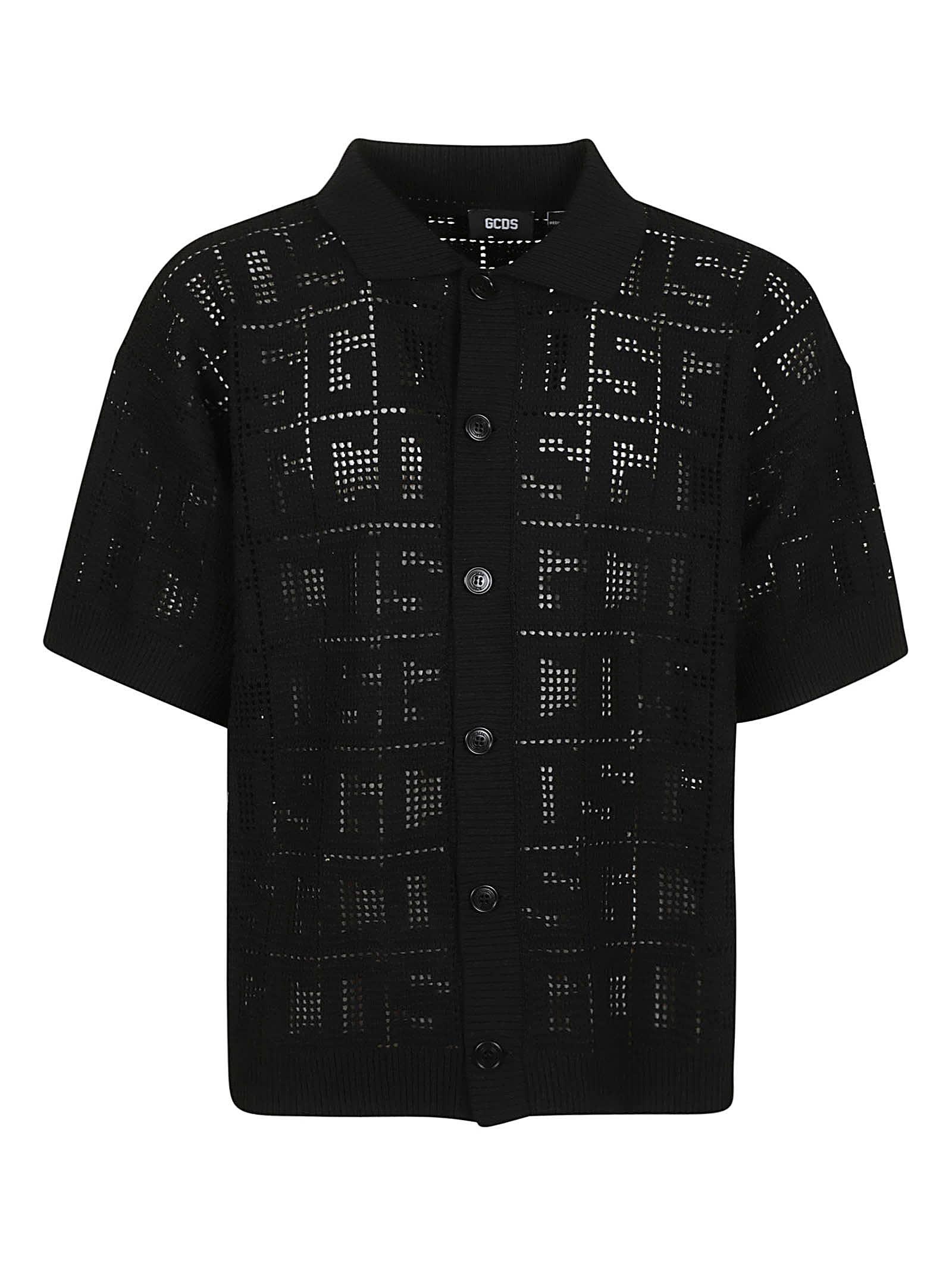 Gcds Logo Perforated Shirt in Black for Men | Lyst