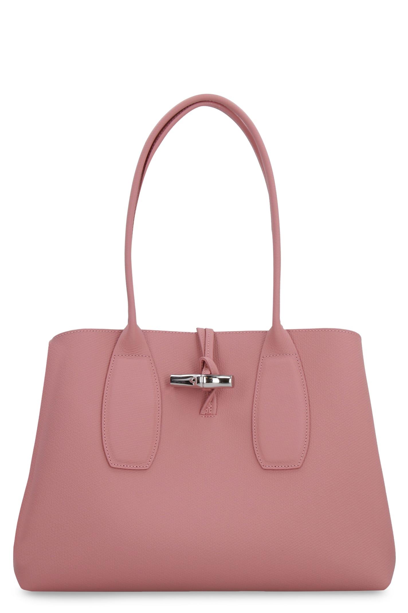 Longchamp Roseau Leather Tote in Pink | Lyst