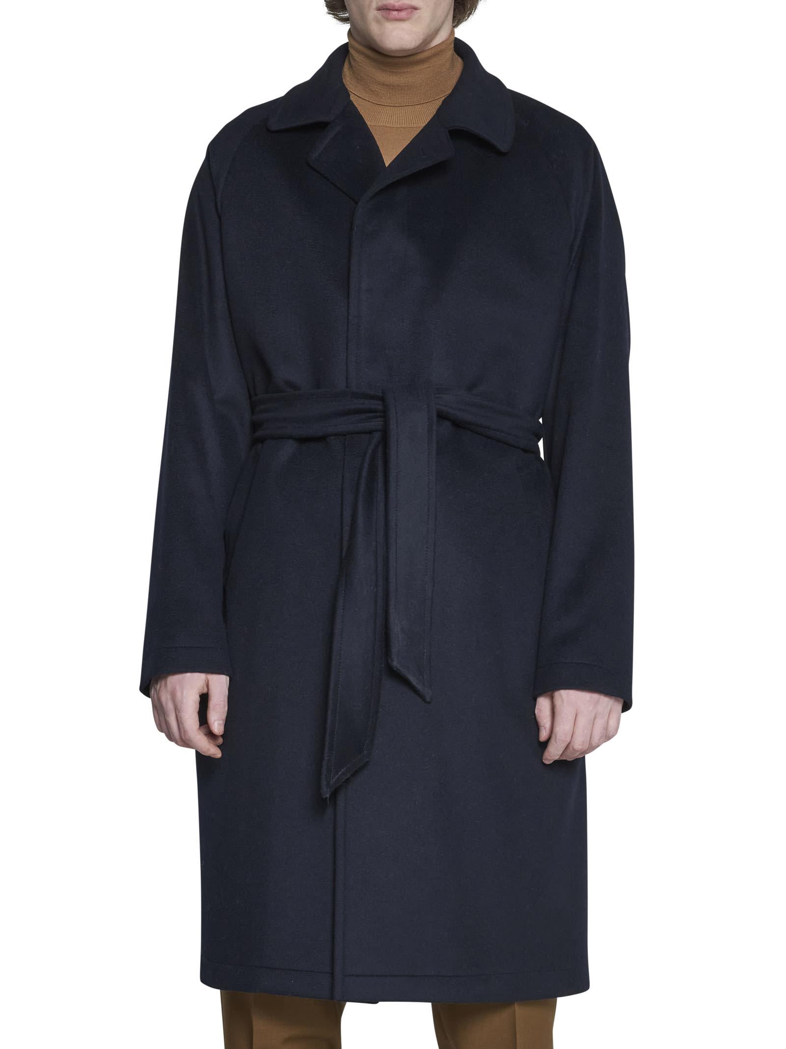 Mens Clothing Coats Long coats and winter coats Tagliatore Carica Wool Wrap Coat in Blue for Men 