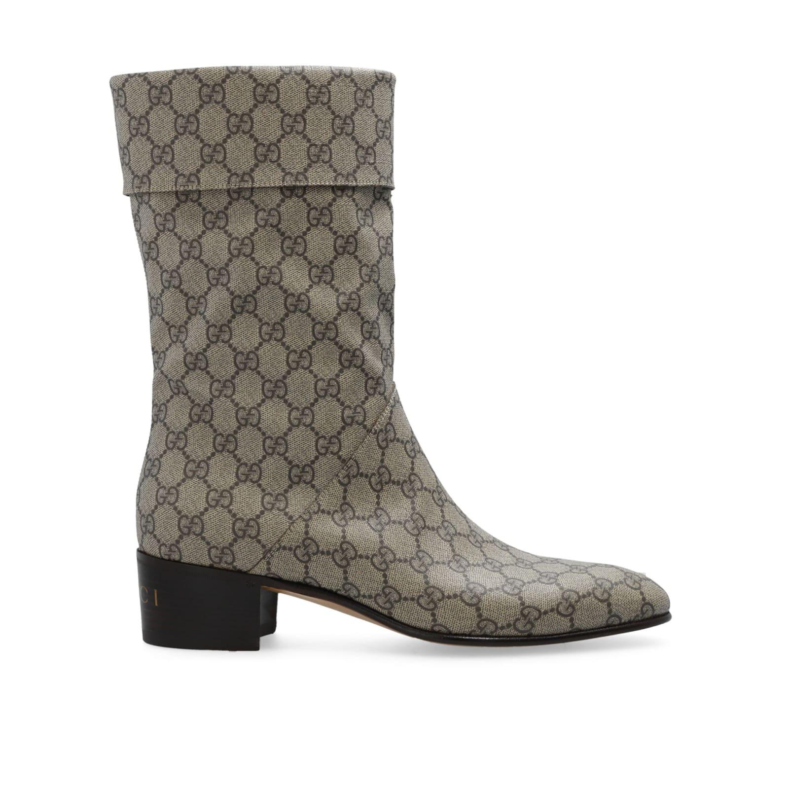 Gucci Heeled Monogram Boots in Grey for Men Lyst UK