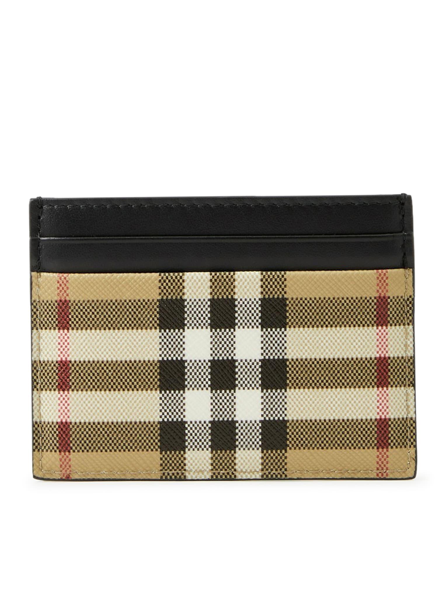 Burberry Card-holder With Vintage Check Motif In Cotton Blend Man in Black  for Men